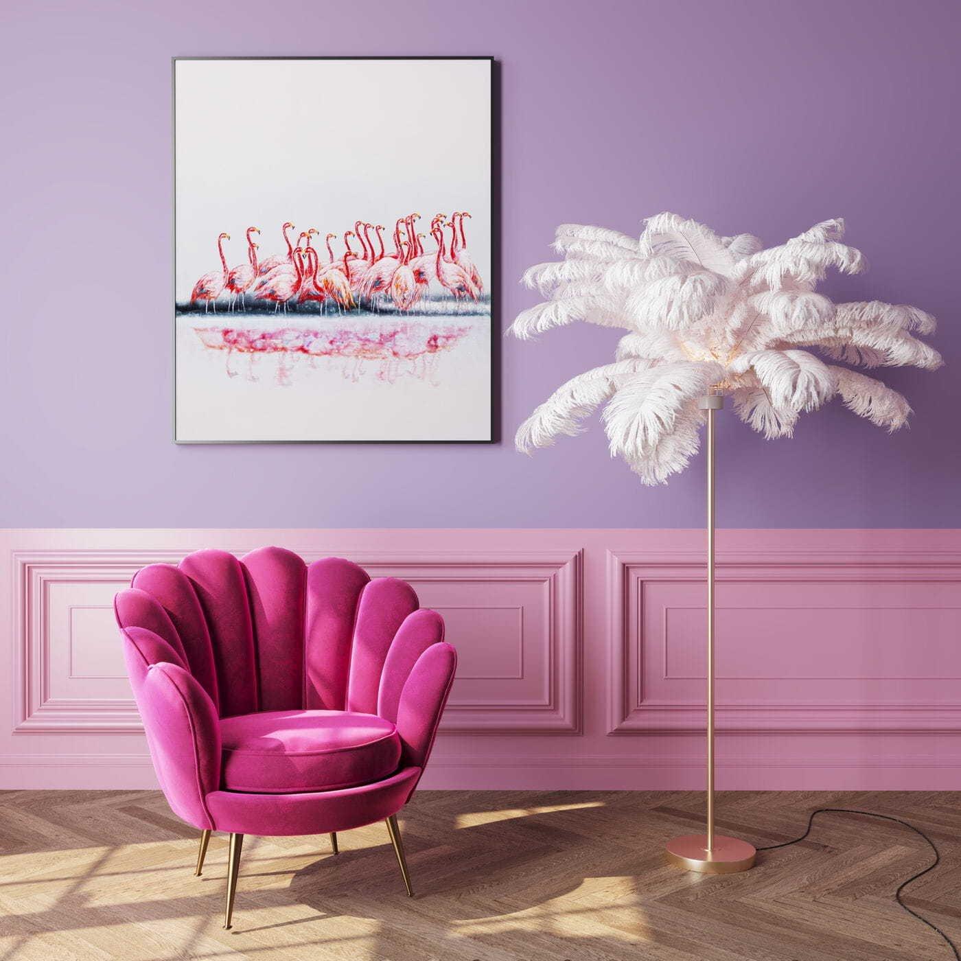 KARE Design Stehleuchte Feather Palm weiss Höhe 165