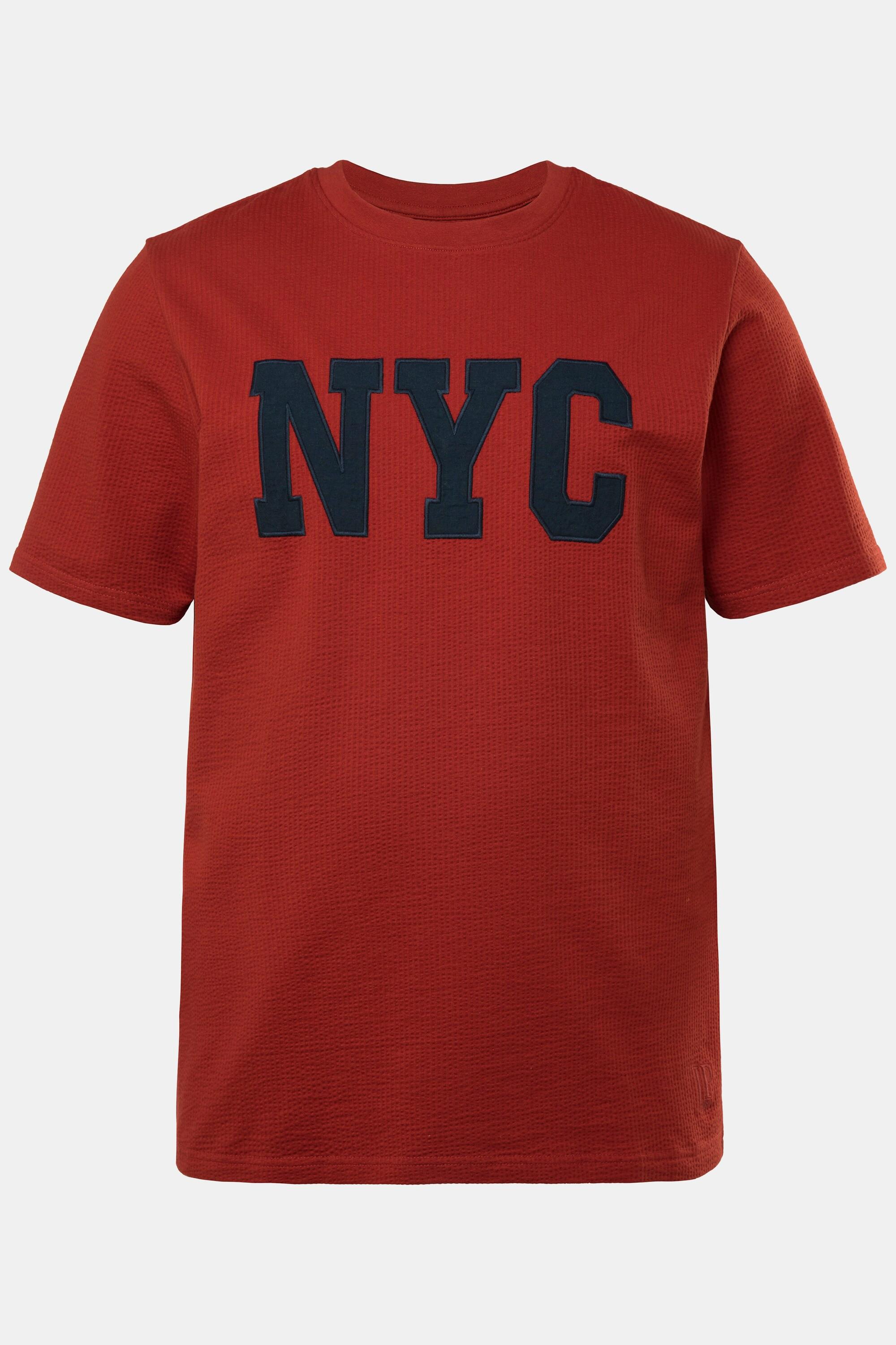 JP1880 Kurzarm Indigo-Färbung NYC Applikation Rundhals T-Shirt