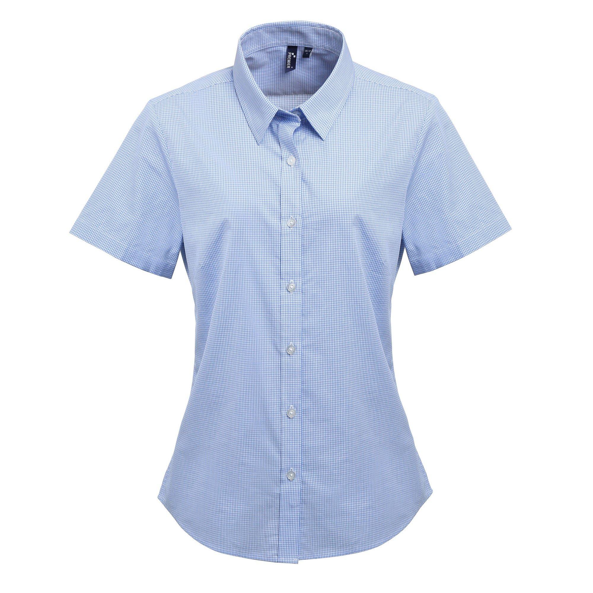 PREMIER Micro Karo Kurzarm Bluse