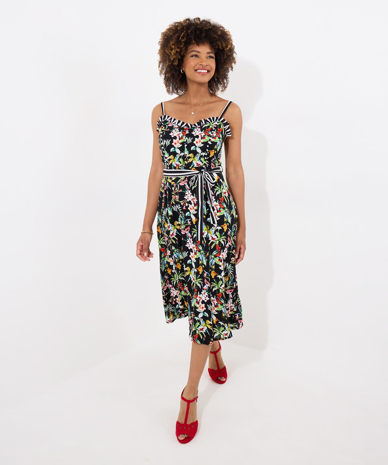 Joe Browns Kleid mit tropischem Druck und Bindegürtel