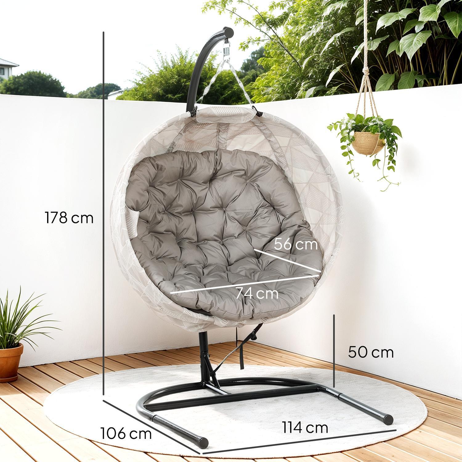 Northio Eiförmiger Hängesessel für den Außenbereich, faltbar Hängeschaukel mit Becherhalter, abnehmbar waschbar Sitz, U-Gestell, Hängematte für 1 Personen, Schaukelsessel für Terrasse, Garten, Sand Aosom
