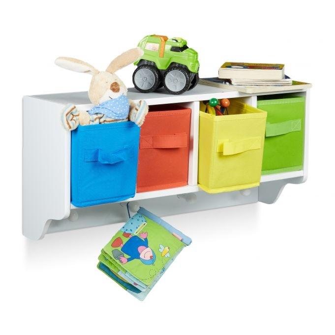 B2X Wandregal für Kinder mit Kleiderhaken ALBUS