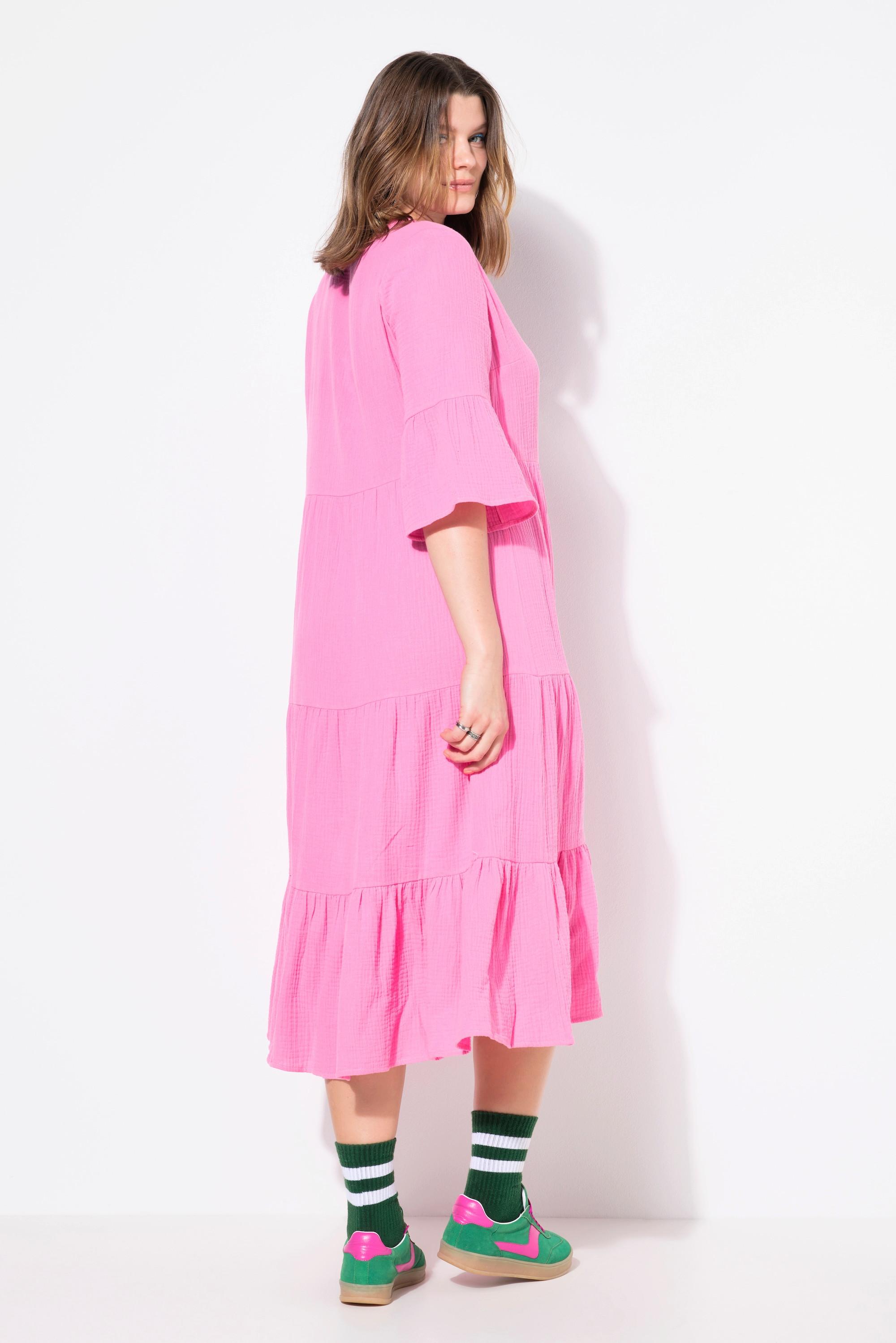Studio Untold Maxikleid A-Linie Musselin mit Volants und 3/4-Ärmeln