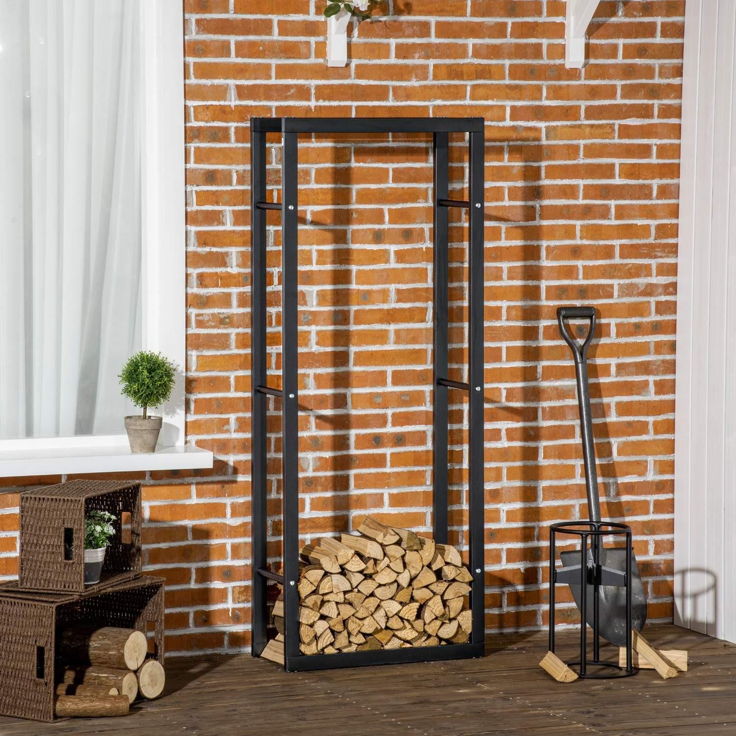 Northio Holzregal Vertikaler Holzständer 100kg Kapazität Metall 60 × 25 × 150cm