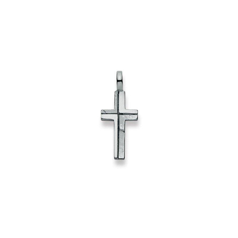 MUAU Schmuck Anhänger Kreuz Weissgold 750, 25x11mm