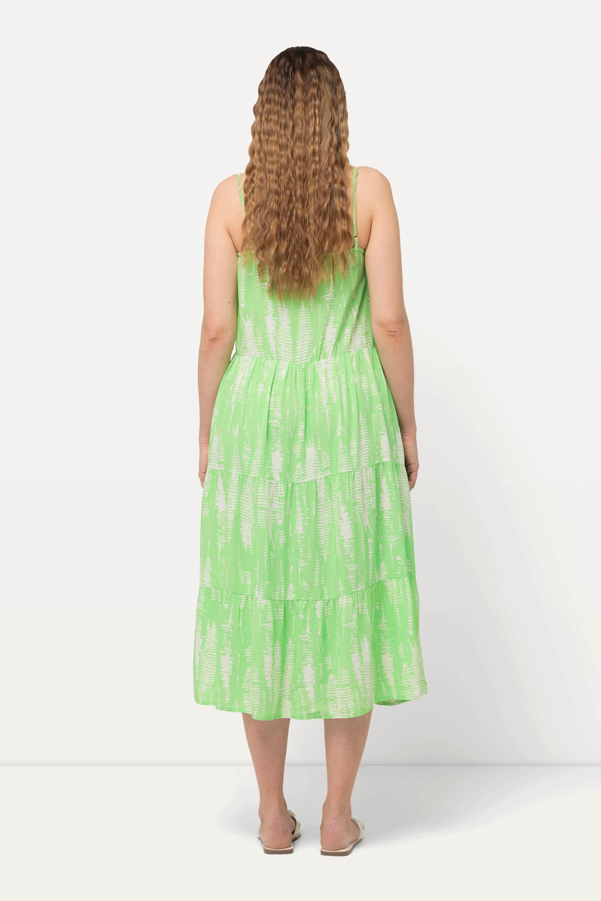 Ulla Popken Midikleid V-Ausschnitt Triangel-Schalen Ärmellos