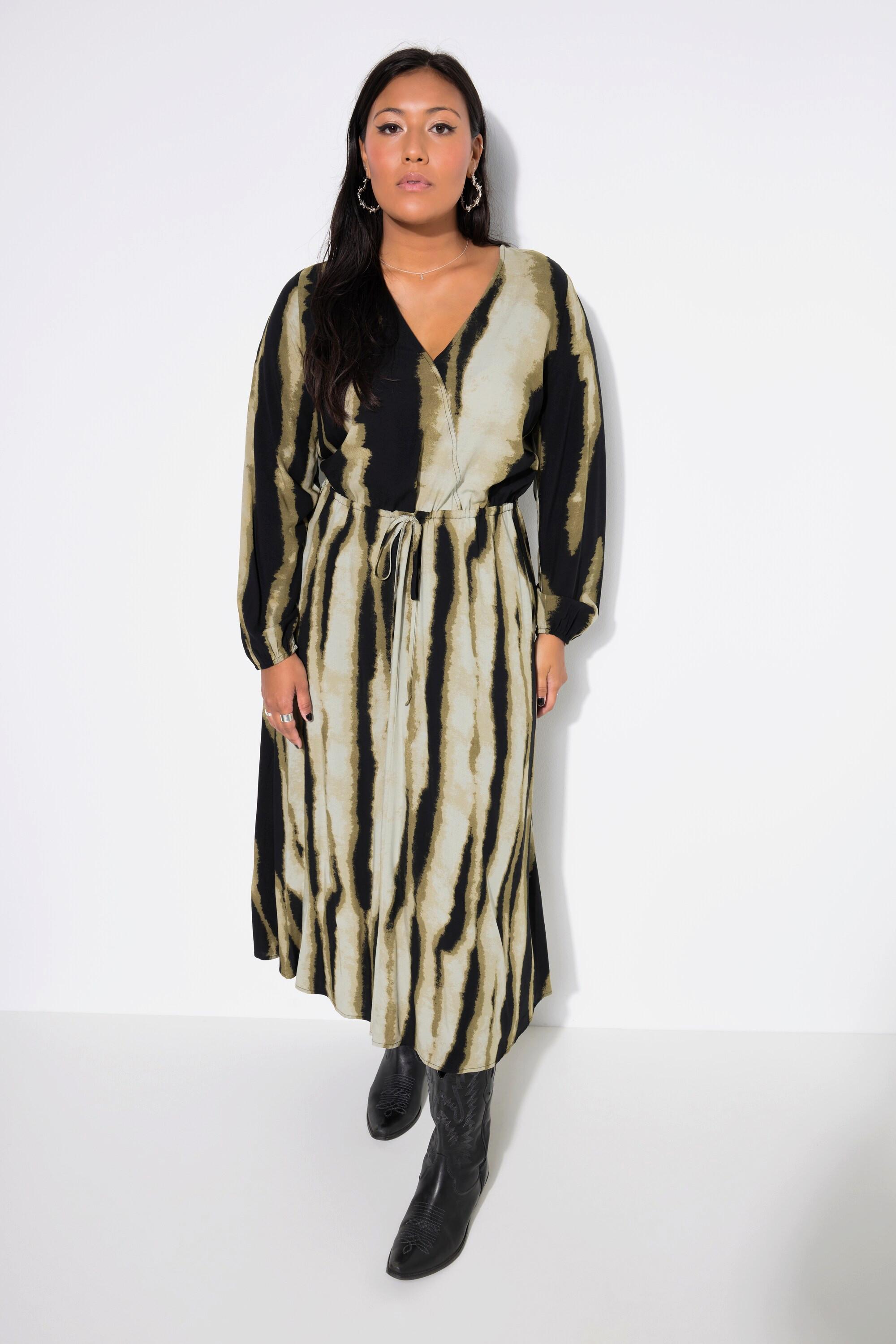 Studio Untold Maxikleid A-Linie Batik-Streifen Wickel-Optik
