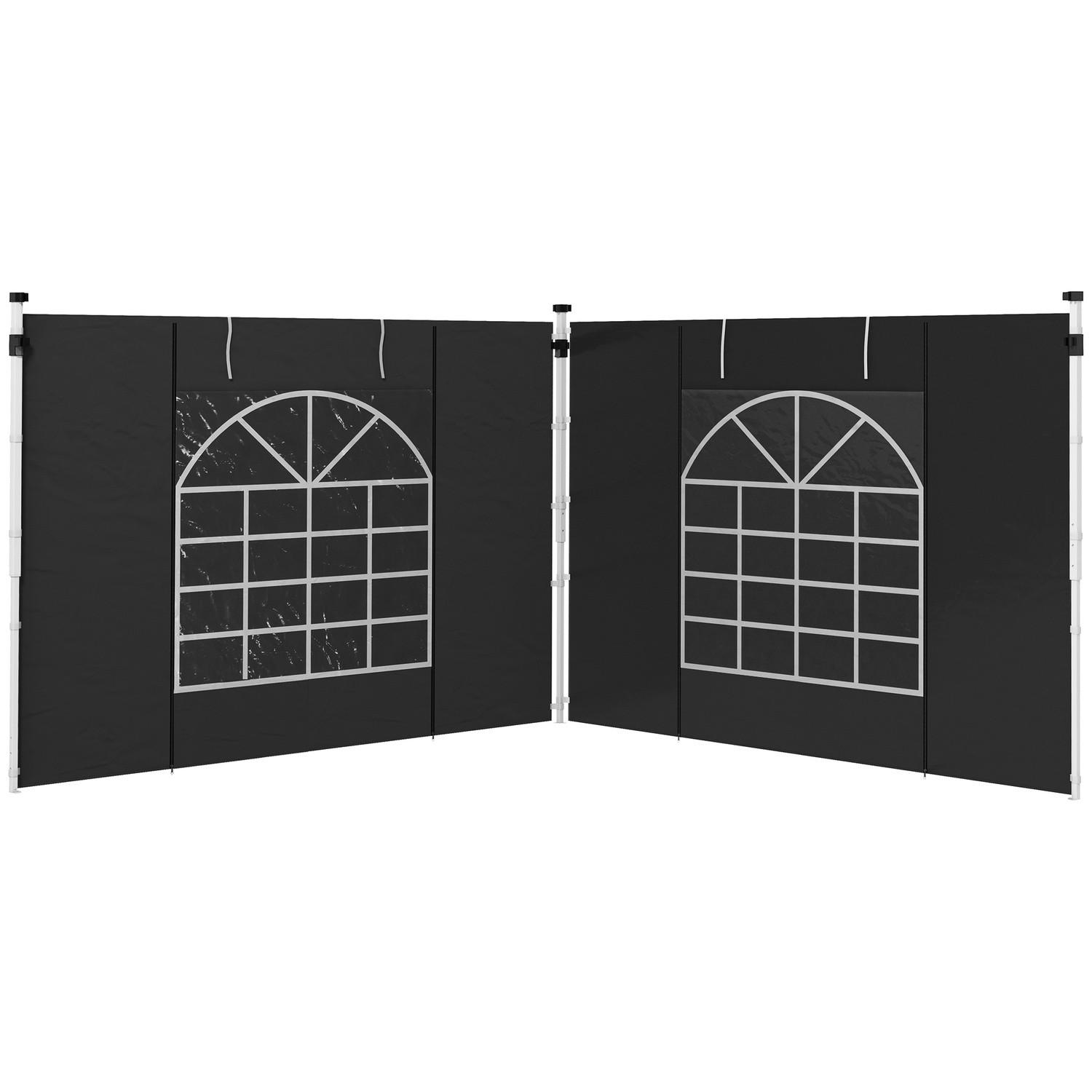 Northio 2er-Set Seitenteile für Pavillon 3x3/3x6 m, Seitenwand mit Fenster und Klettverschluss, wasserdicht Seitenwände aus Oxfordstoff, als Windschutz und Sichtschutz für Partyzelt, Schwarz