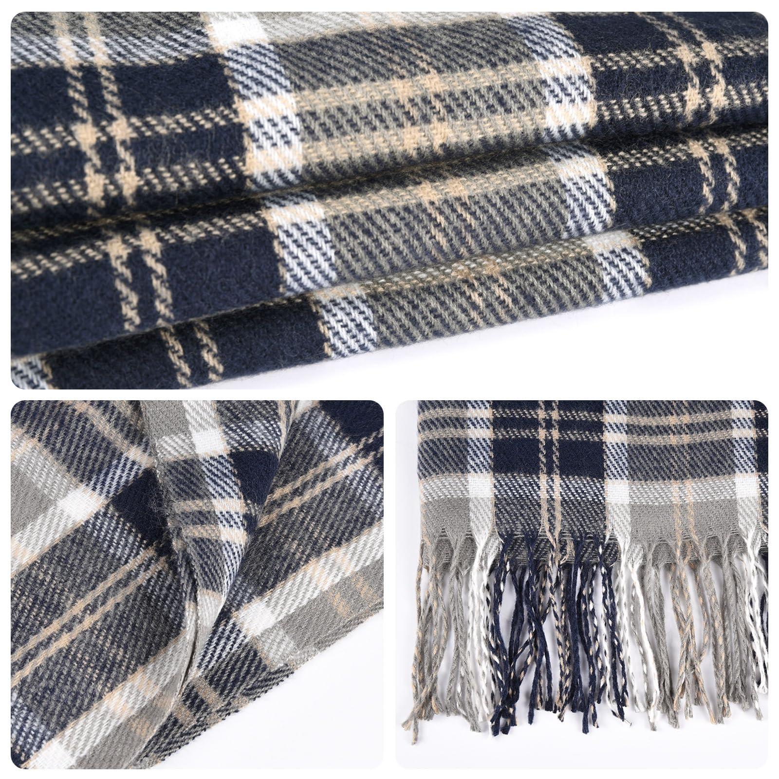 Only-bags.store Kariertes Dreieckstuch Winter, Pashmina-Schal weicher Quasten-Wickelschal