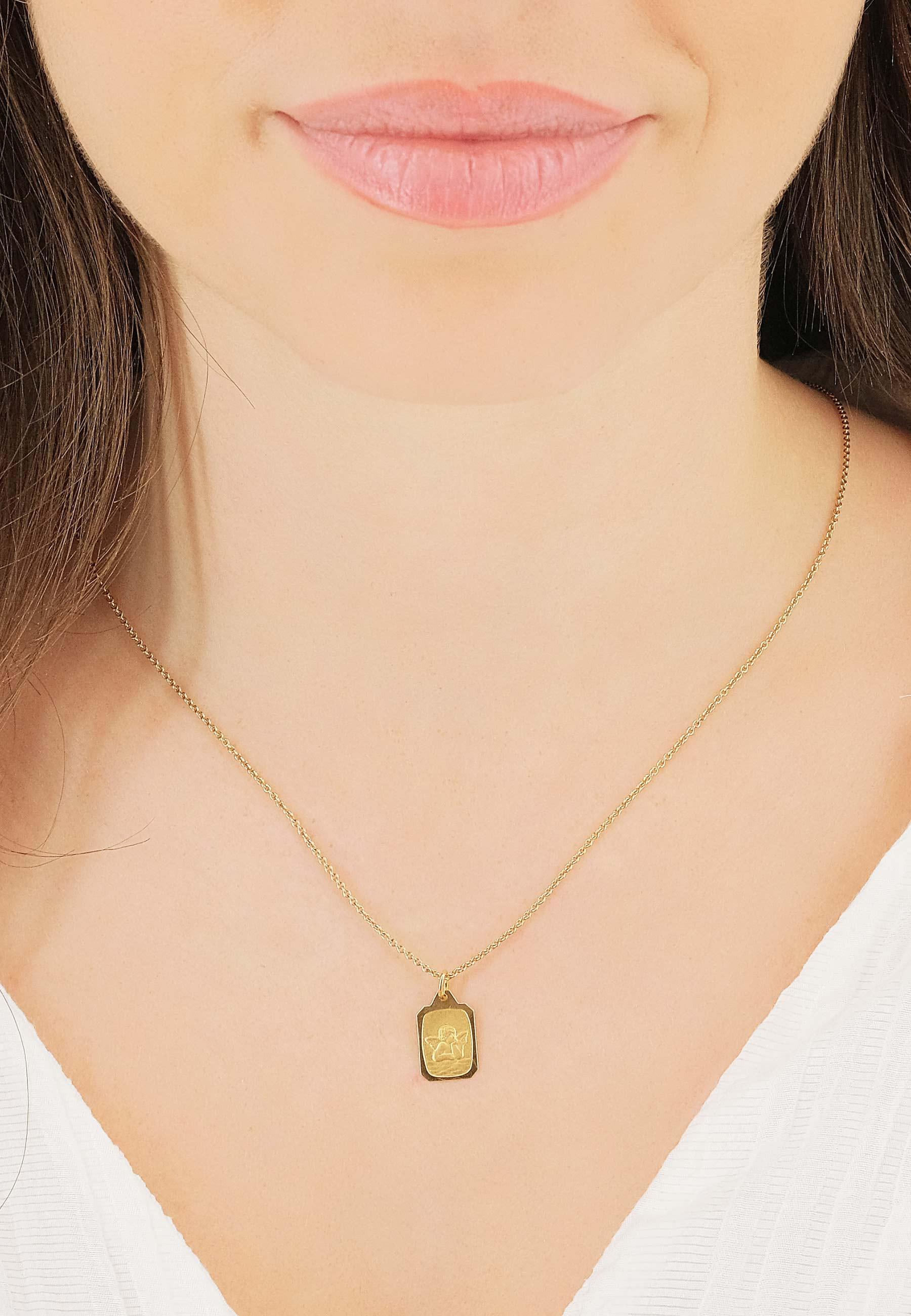 MUAU Schmuck Anhänger Schutzengel Gelbgold 750, 17x10mm