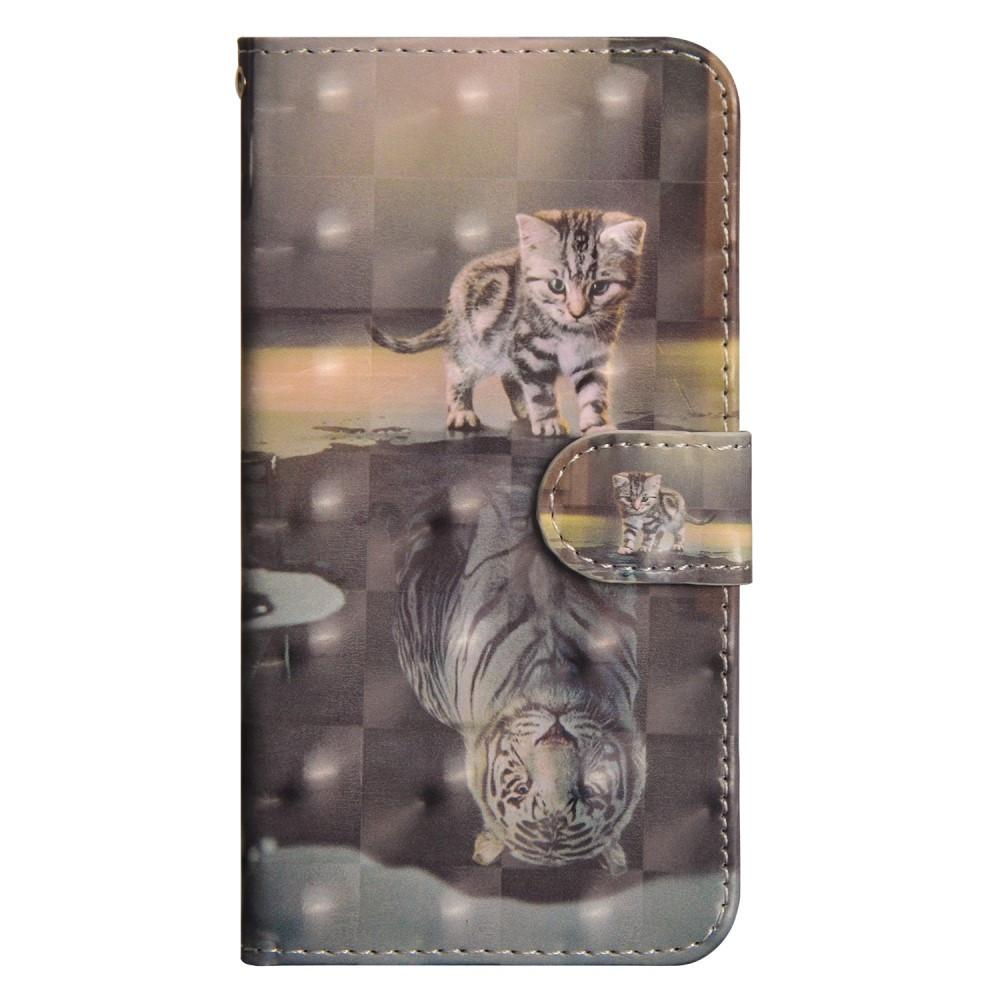 Cover-Discount iPhone Xs / X - Etui Ledertasche Katze Glitzer Effekt