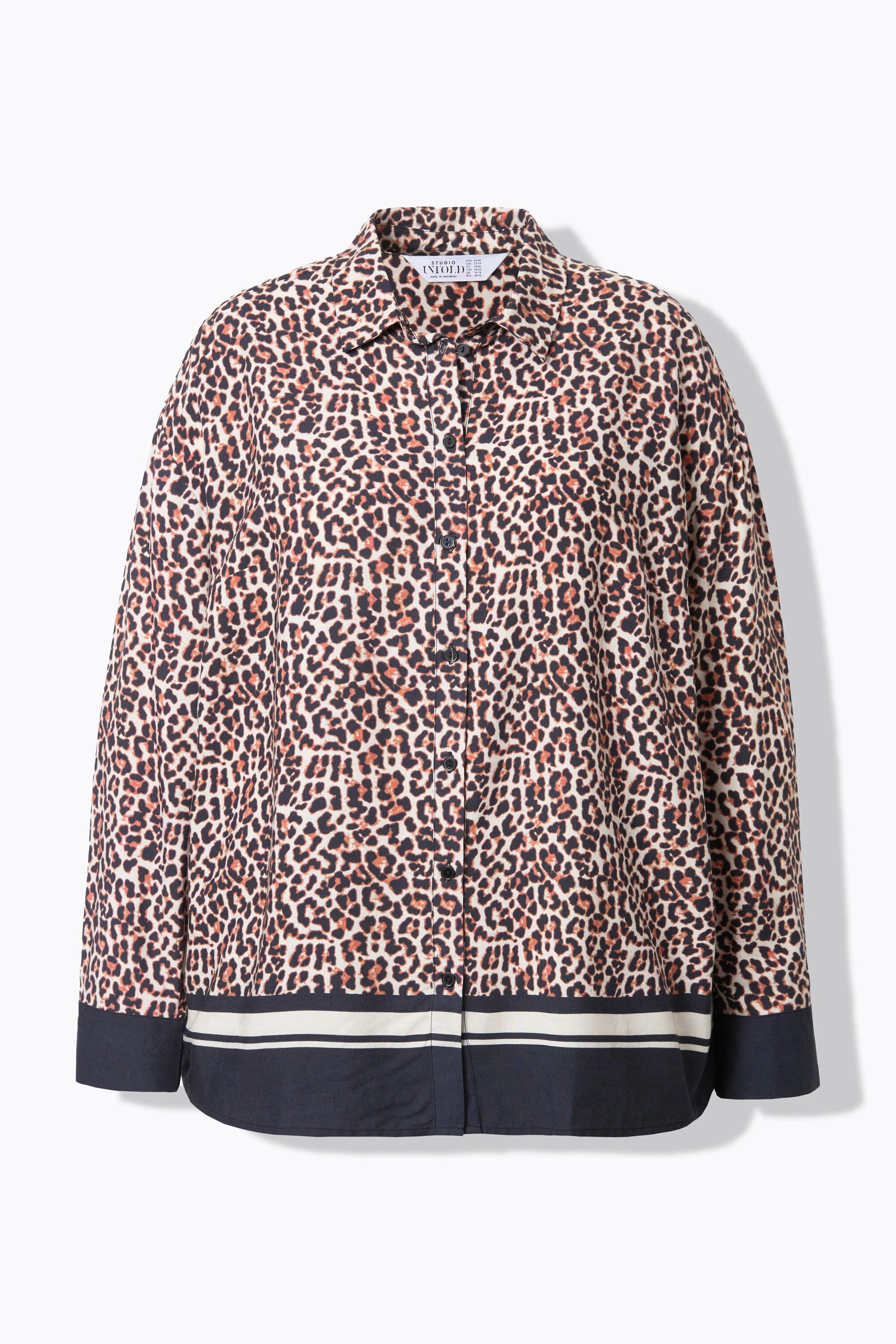 Studio Untold Hemdbluse, oversized, Leo, Saumbordüre