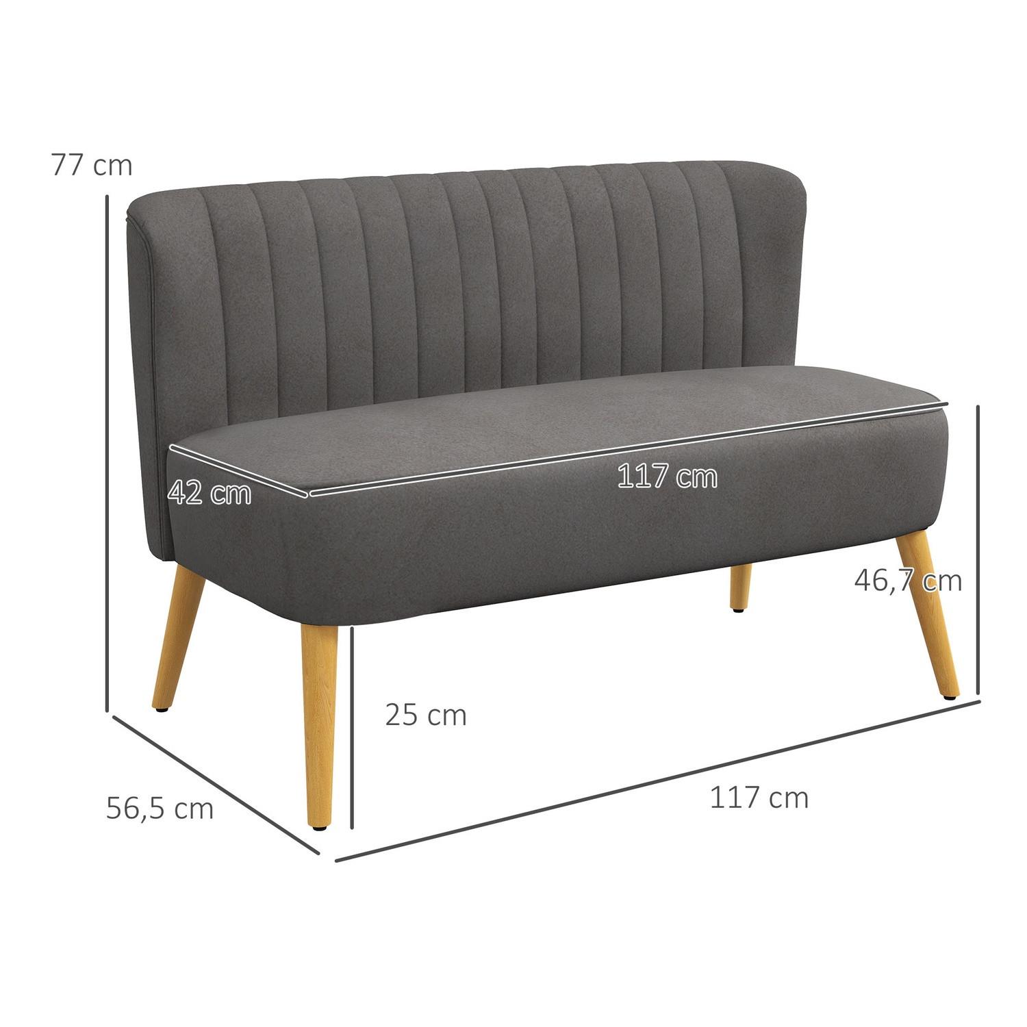 Northio 2-Sitzer Sofa Zweisitzer Loveseat mit Leinenoptik, Doppelsofa, Holzbeine, bis 150 kg, Dunkelgrau, 117 x 56,5 x 77 cm