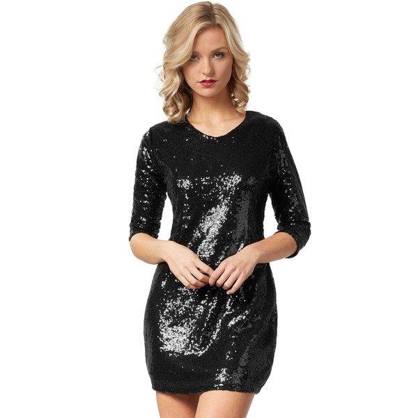 Tectake Pailletten Langarmkleid