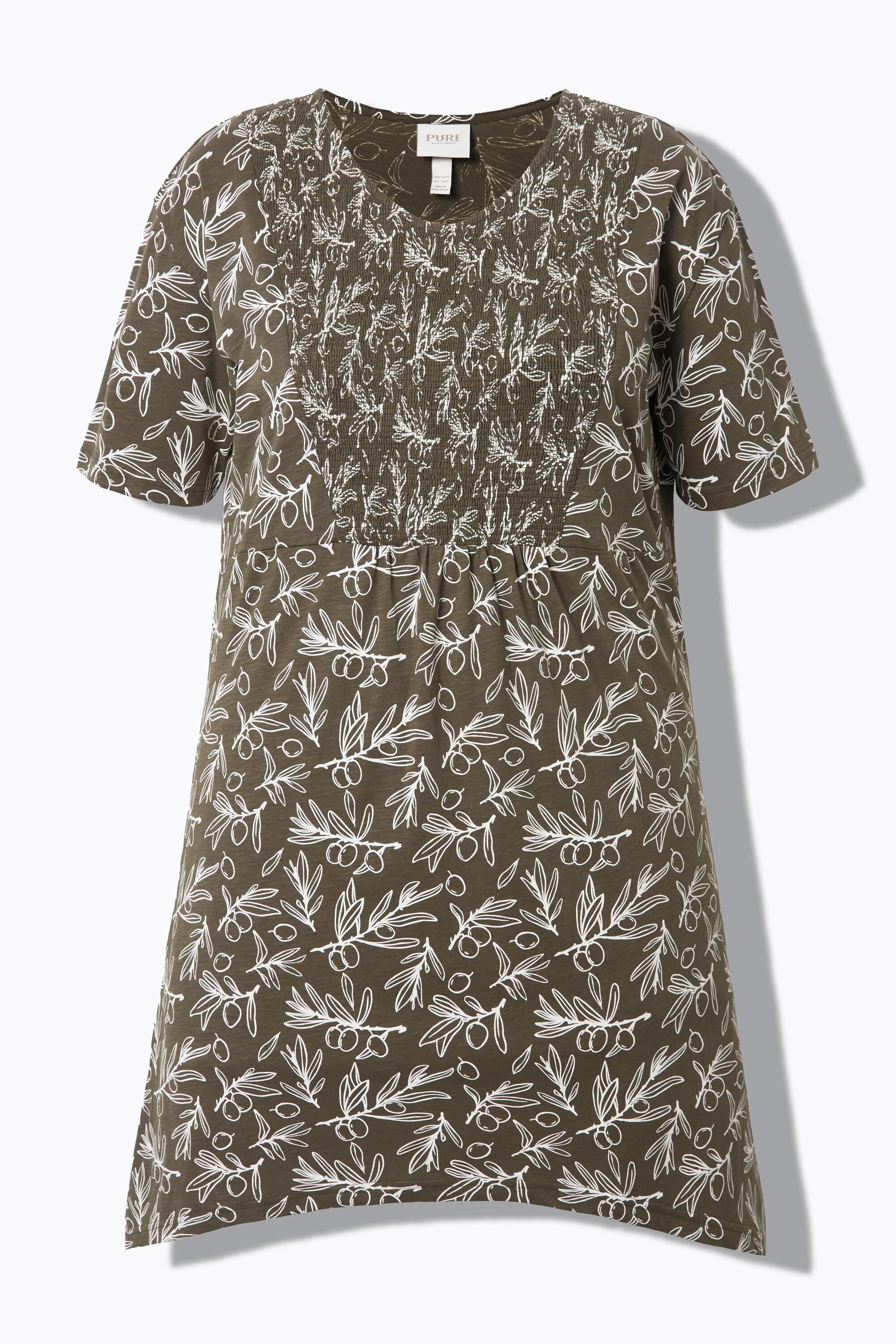 Ulla Popken A-Linie V-Ausschnitt Halbarm Longshirt