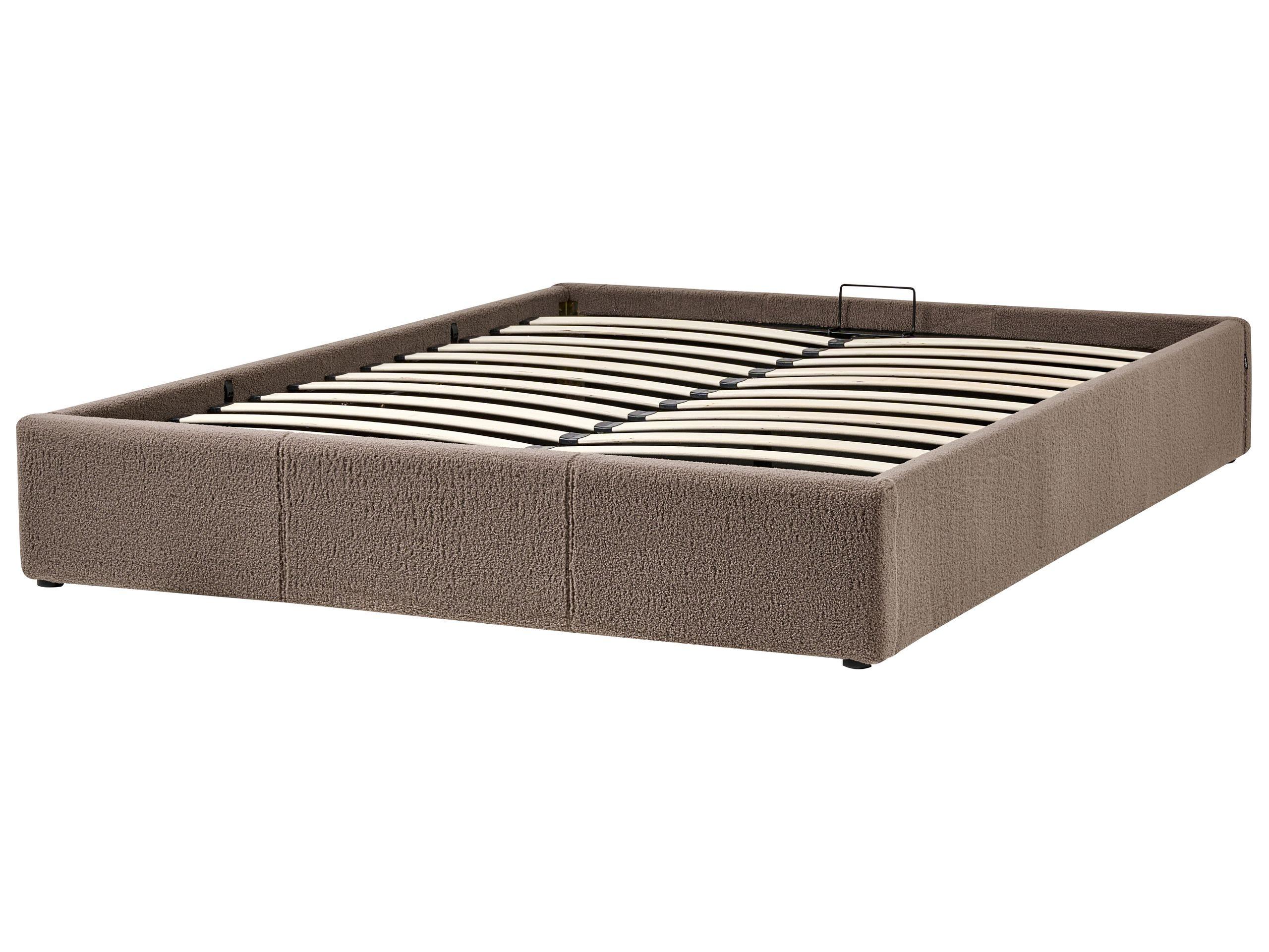 Beliani Bett mit Stauraum ohne Kopfteil aus Bouclé Minimalistisch DINAN