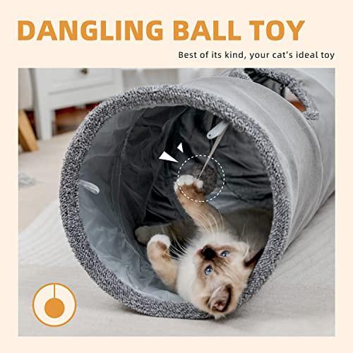 Alopini Schöne faltbare Katzentunnel Katzenspielzeug mit Ball Rascheltunnel für Katzen Welphln Kaninchen