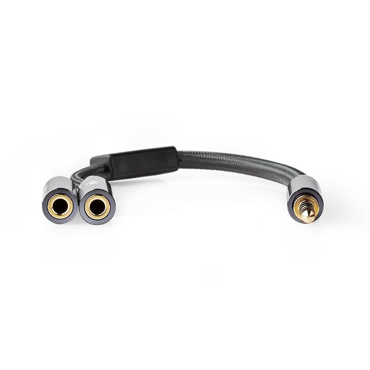 Nedis Stereo-Audiokabel | Stecker | Buchse | Vergoldet | Rund | Grau / Grau mit Metall | Pappschachtel mit abgedecktem Fenster