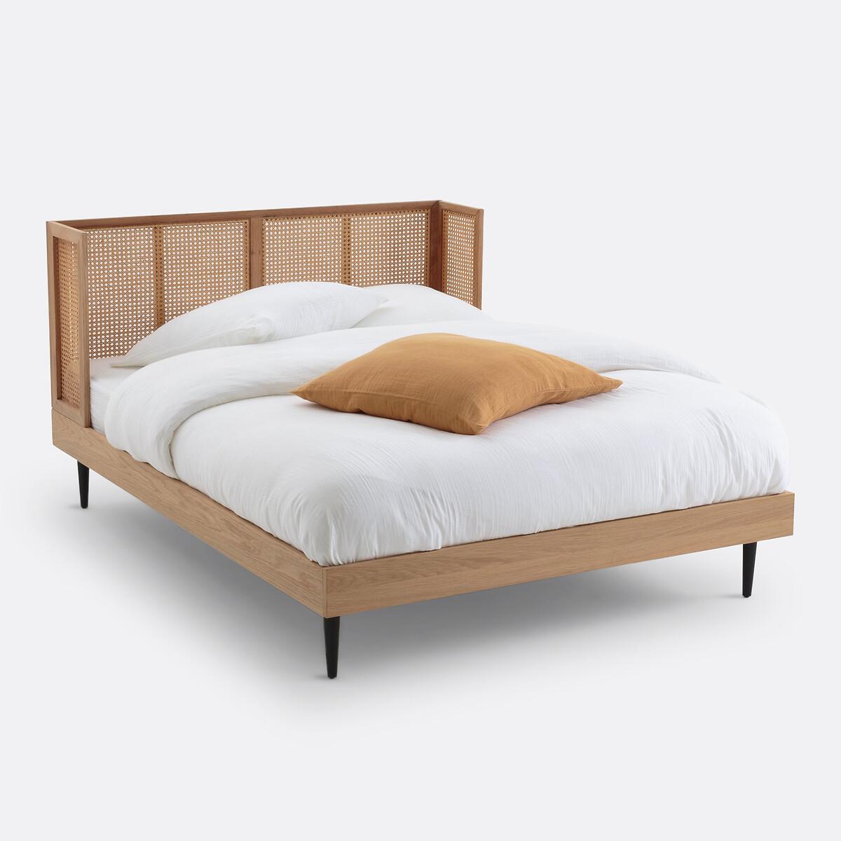 La Redoute Intérieurs Bett WASKA mit Rattankopfteil und Lattenrost