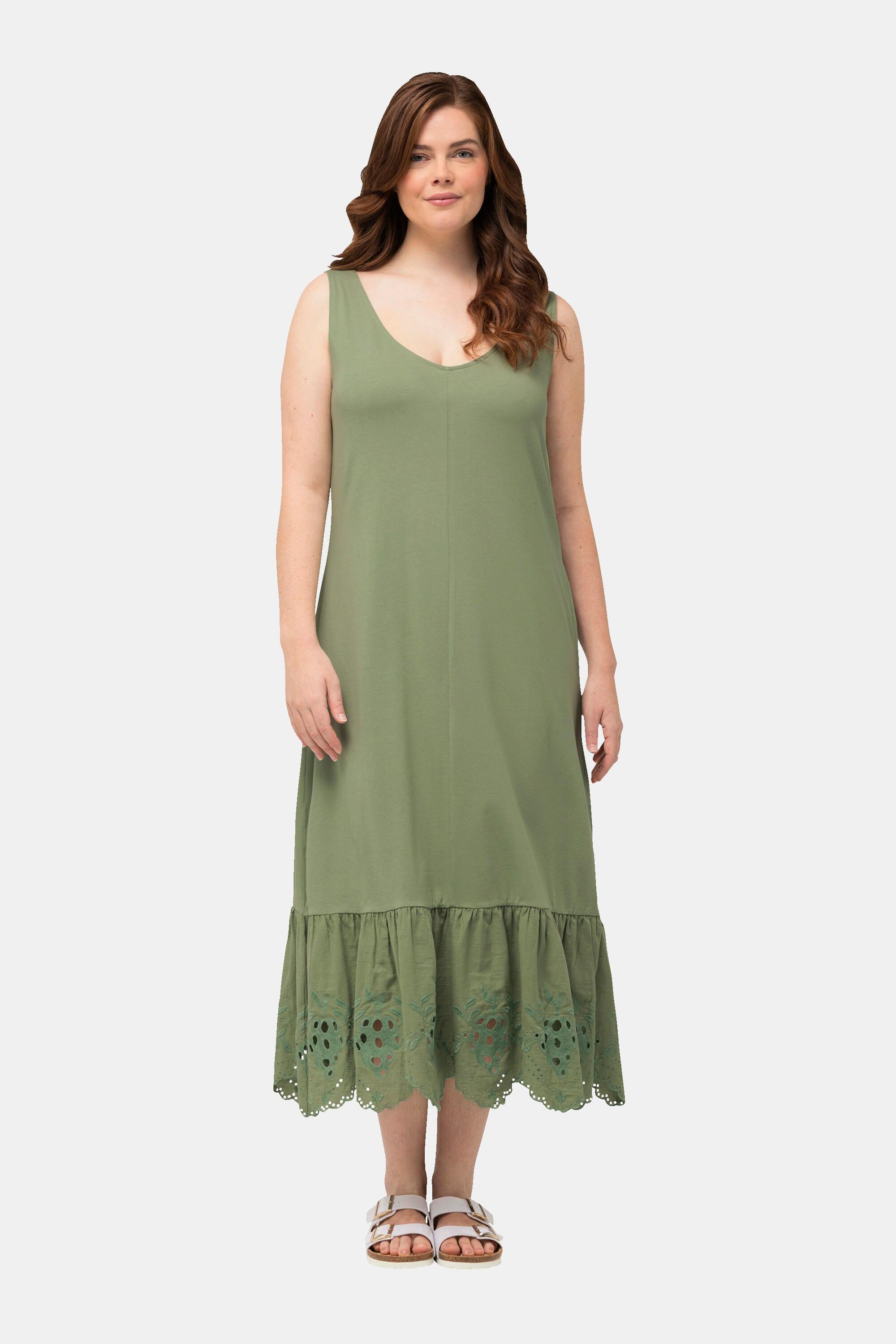 Ulla Popken Maxikleid A-Linie Ärmellos Rundhals