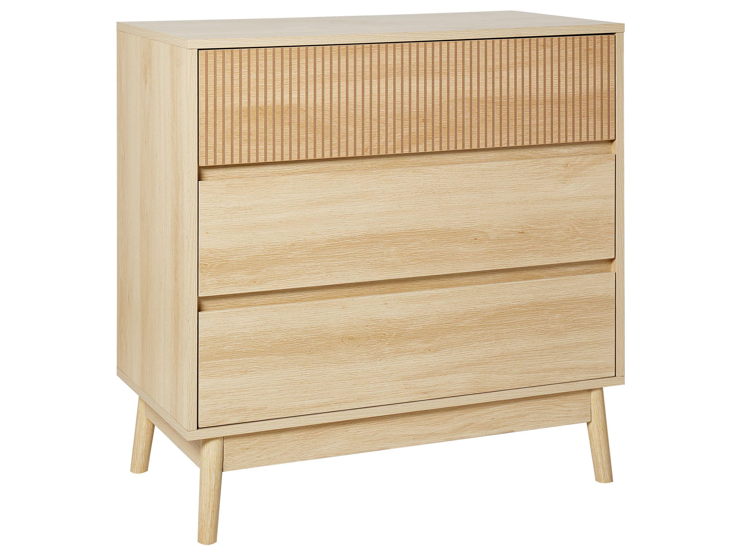 Beliani Kommode mit 3 Schubladen aus MDF-Platte Rustikal WALES