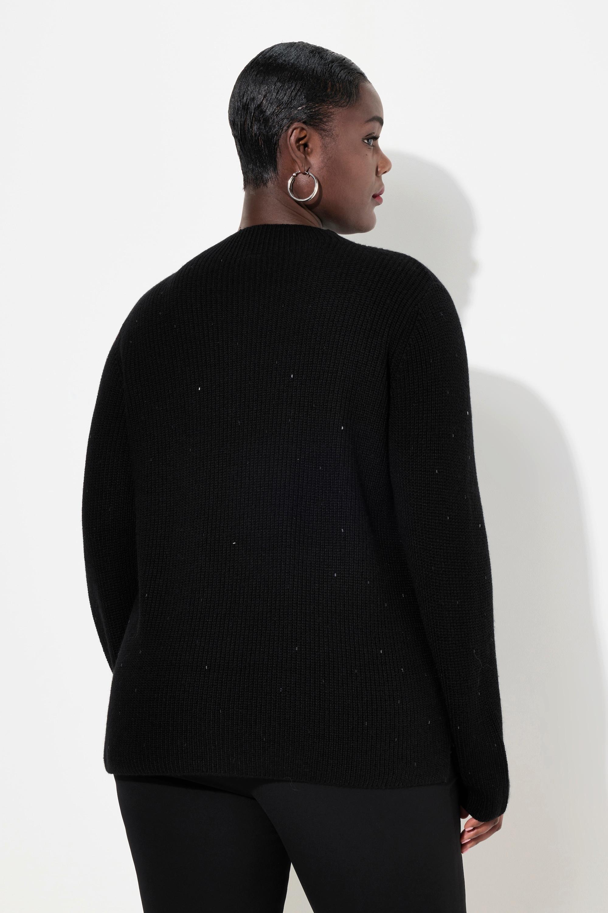 Ulla Popken Pullover, Wollmix, Ziersteine, Stehkragen, Langarm