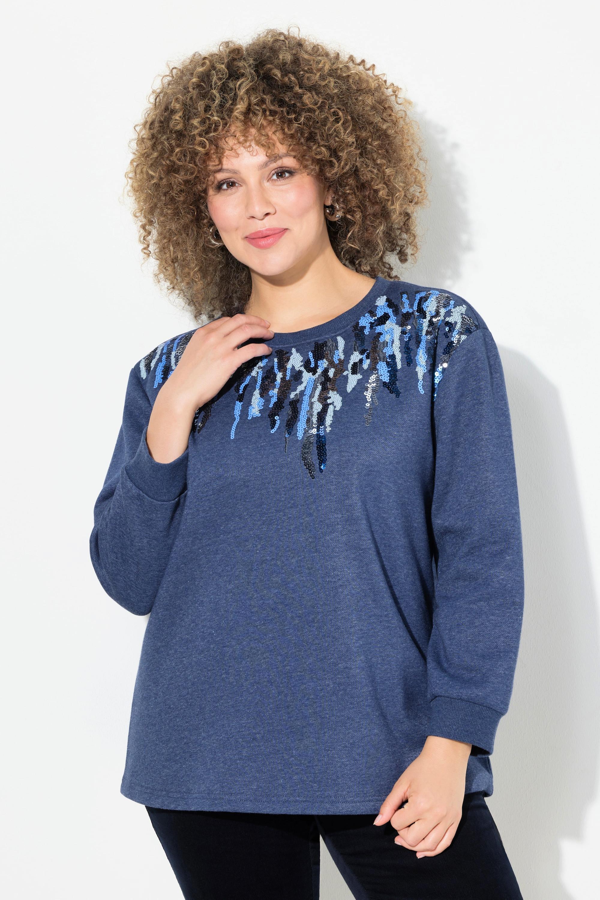 Ulla Popken Sweater, Pailletten, Rundhals, Langarm