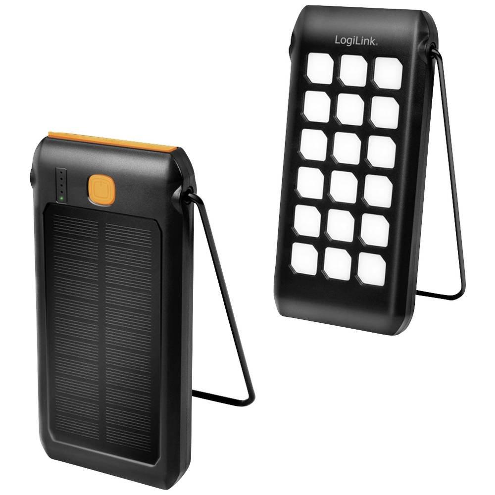 LogiLink Solar Powerbank 10 mAh, Taschenlampe, 2x USB-A QC & 1x USB-C PD