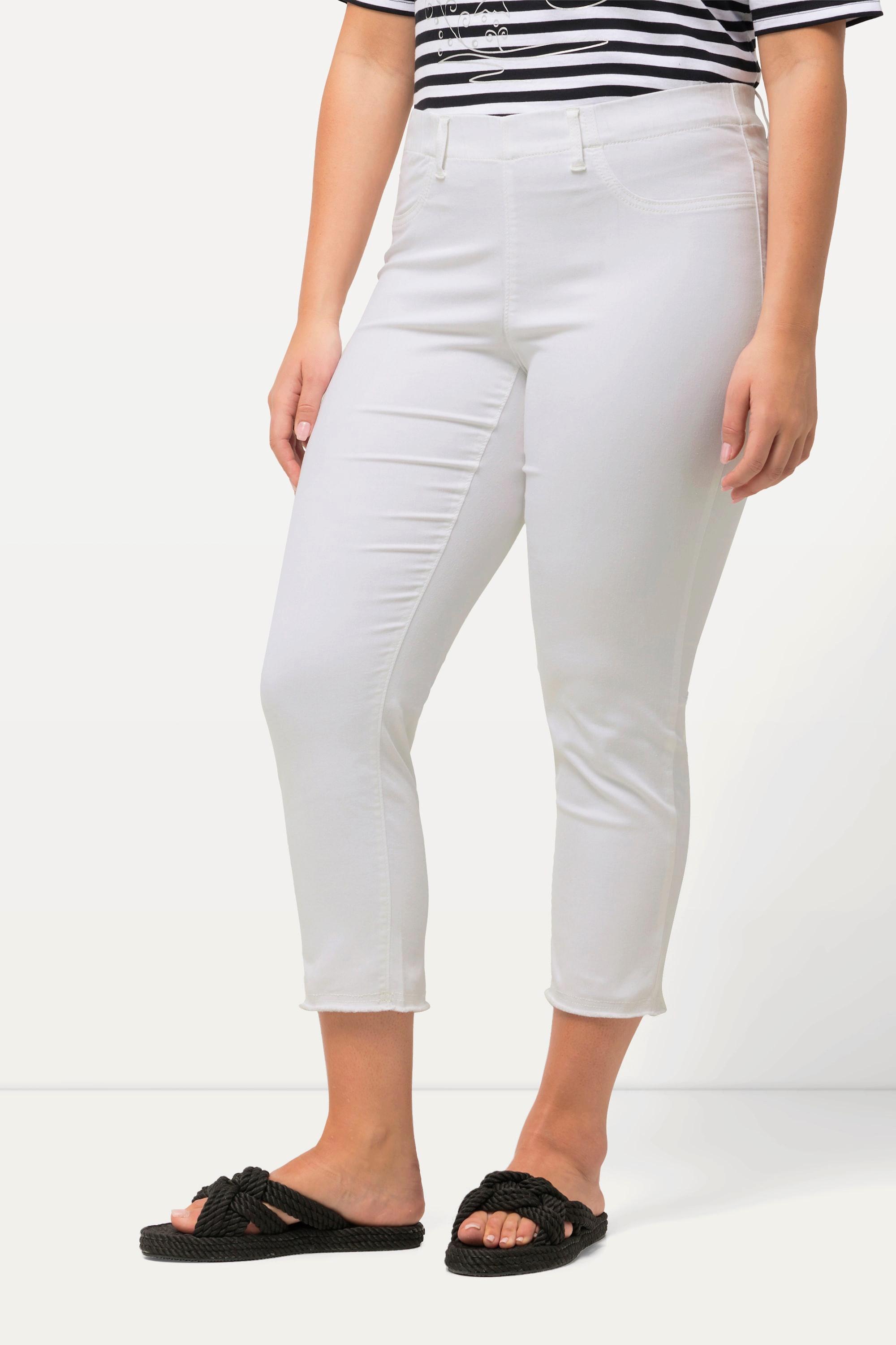 Ulla Popken Sienna 7/8 Hose schmaler Bein Fransensaum
