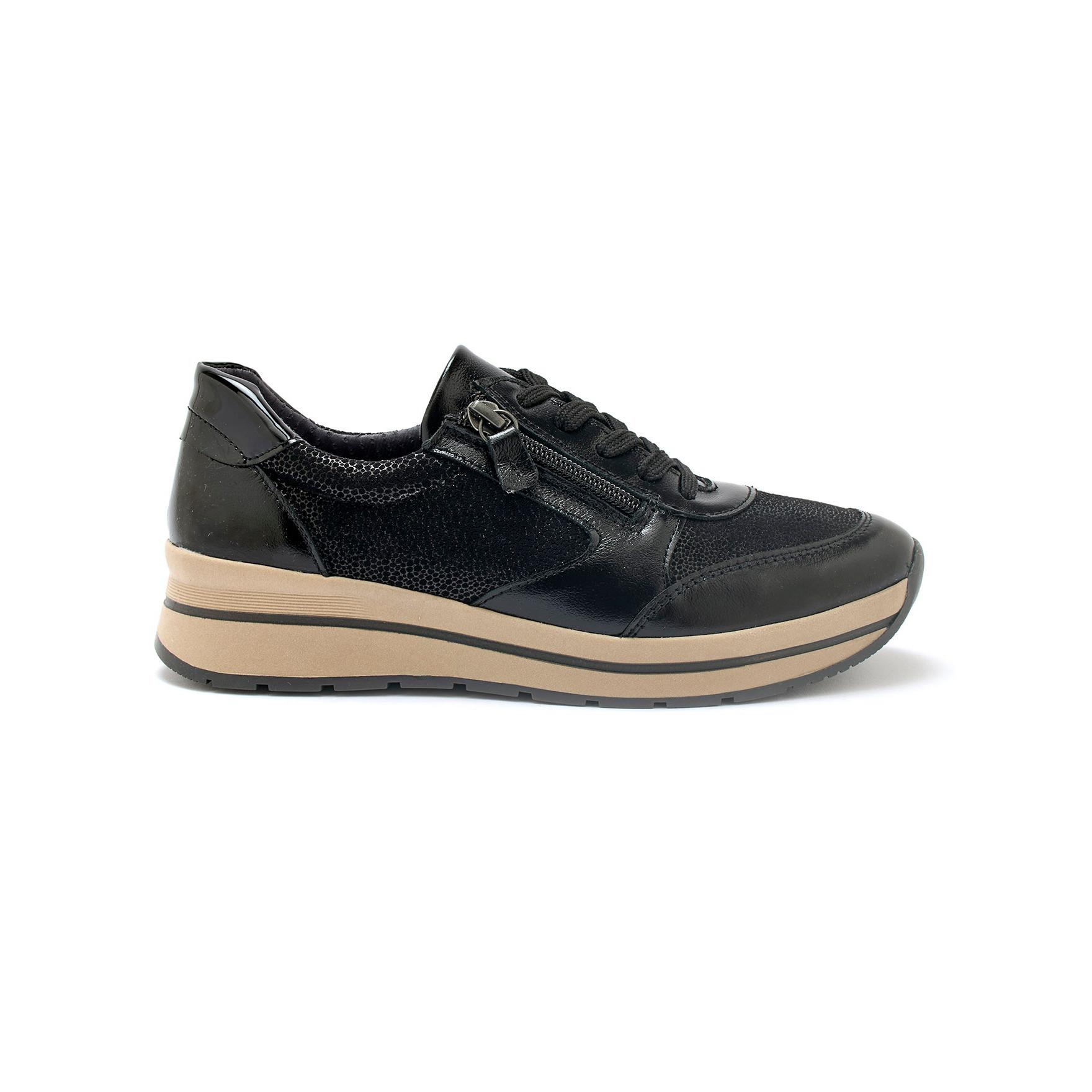 Pédiconfort damen sneakers mit reißverschluss und schnürsenkeln