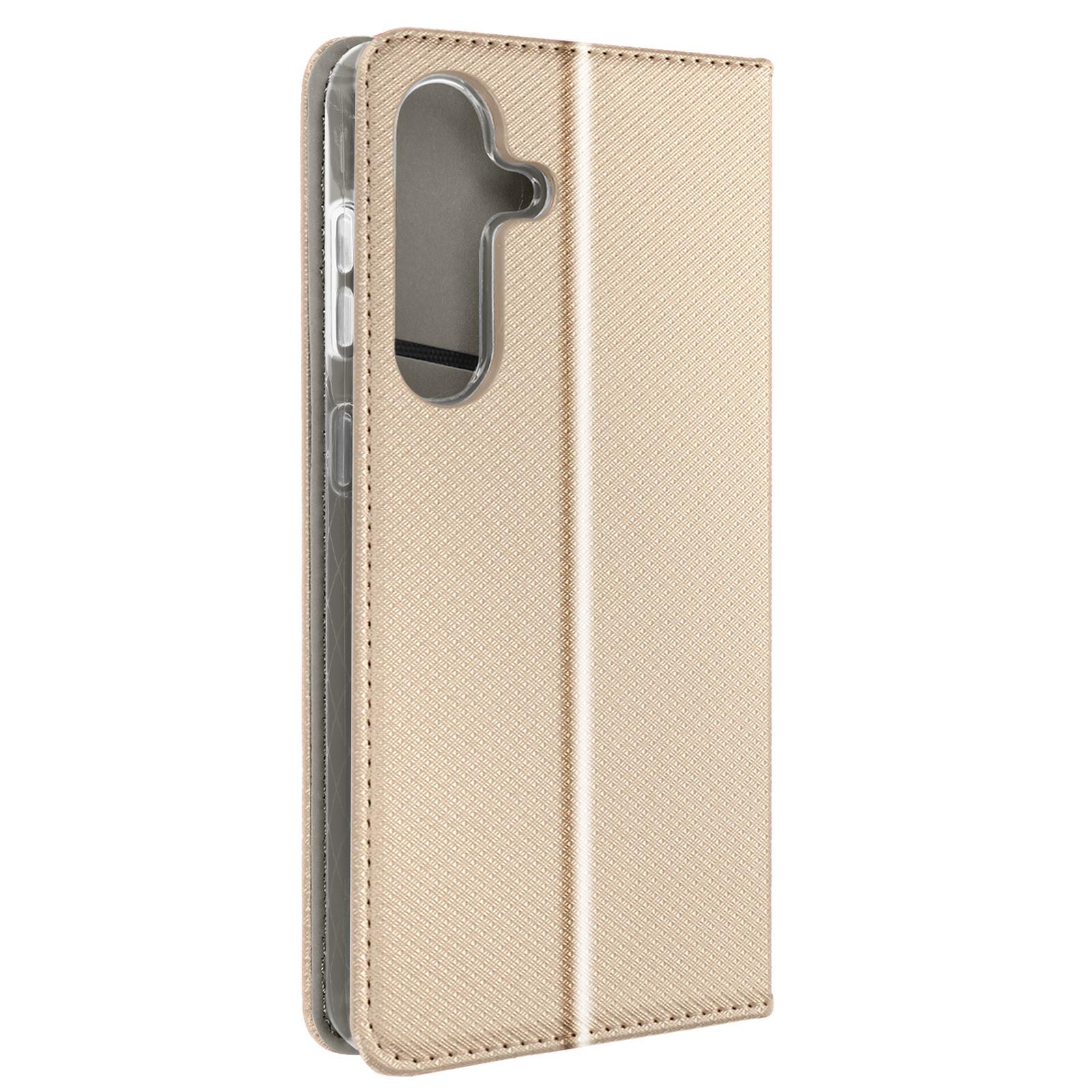 Avizar Samsung Galaxy S24 Plus Book Cover Gold