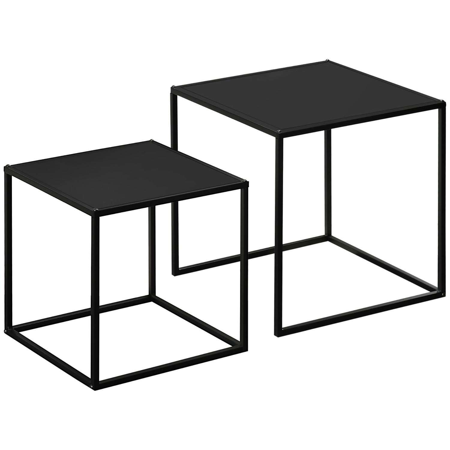 Northio Couchtisch-Set 2Er-Set Beistelltische Im Modernen Design, Stahlgestell, Bis 10 Kg, Schwarz, 120X59X45Cm