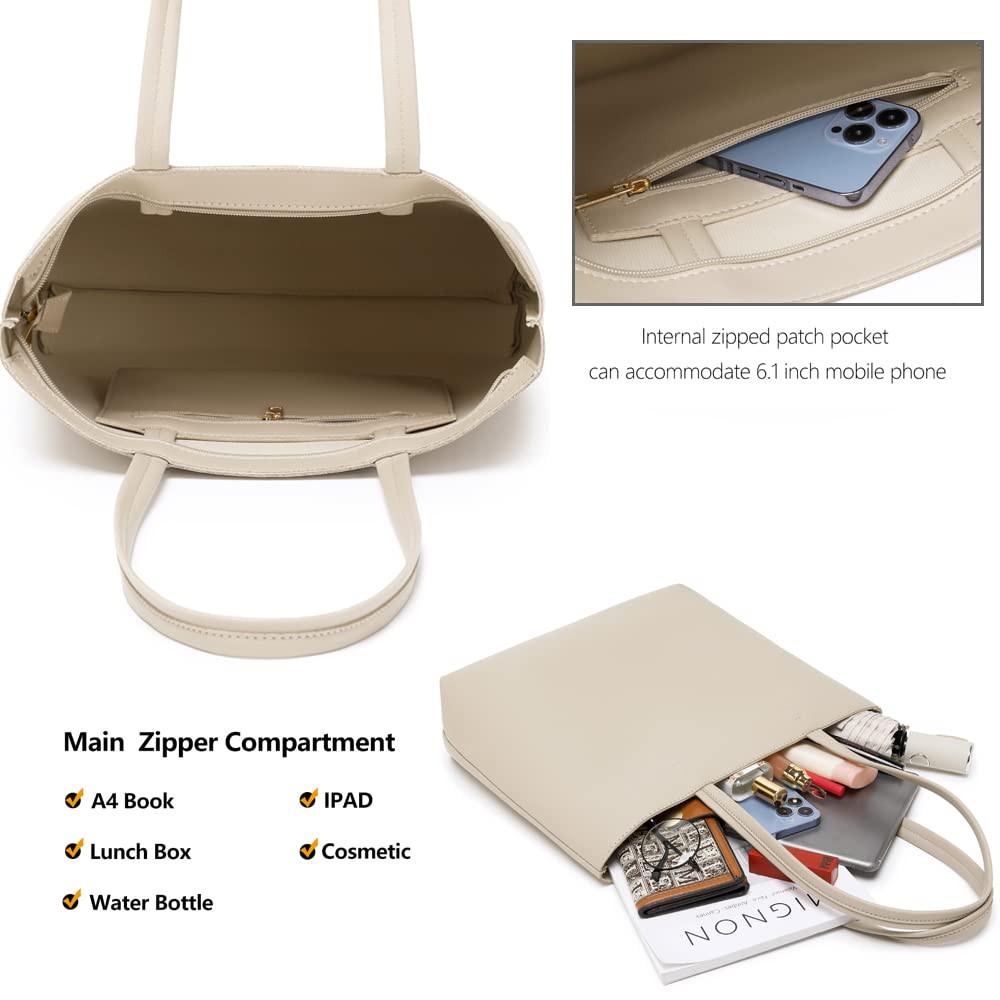 Only-bags.store Henkeltaschen, einfache Handtaschen PU Leder Shopper Tasche für Arbeit, Schule, Einkaufen mit Reißverschluss und Innentasche