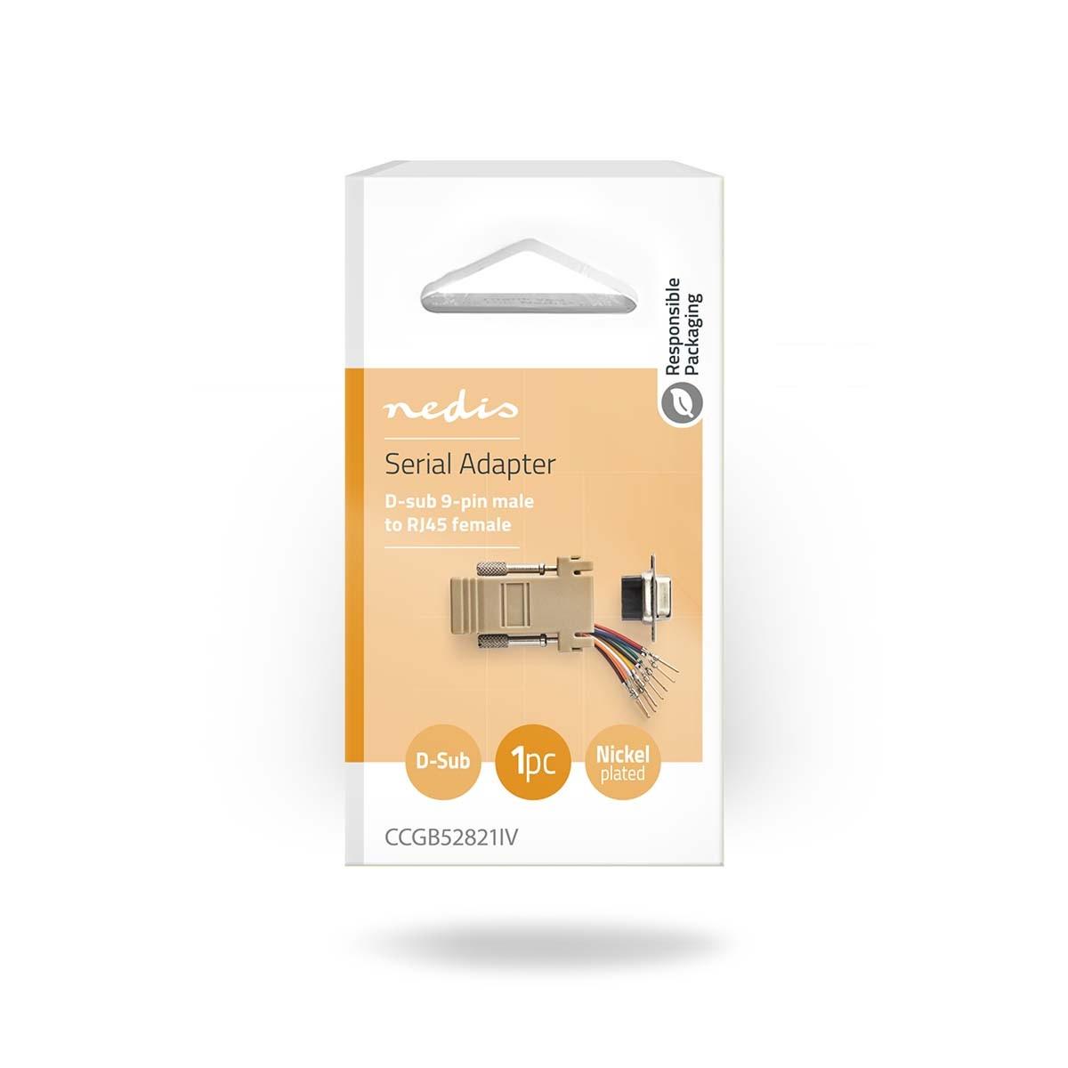 Nedis Serieller Adapter | Adapter | D-SUB 9-Pin Stecker | RJ45 Buchse | Vernickelt | Elfenbein | Box
