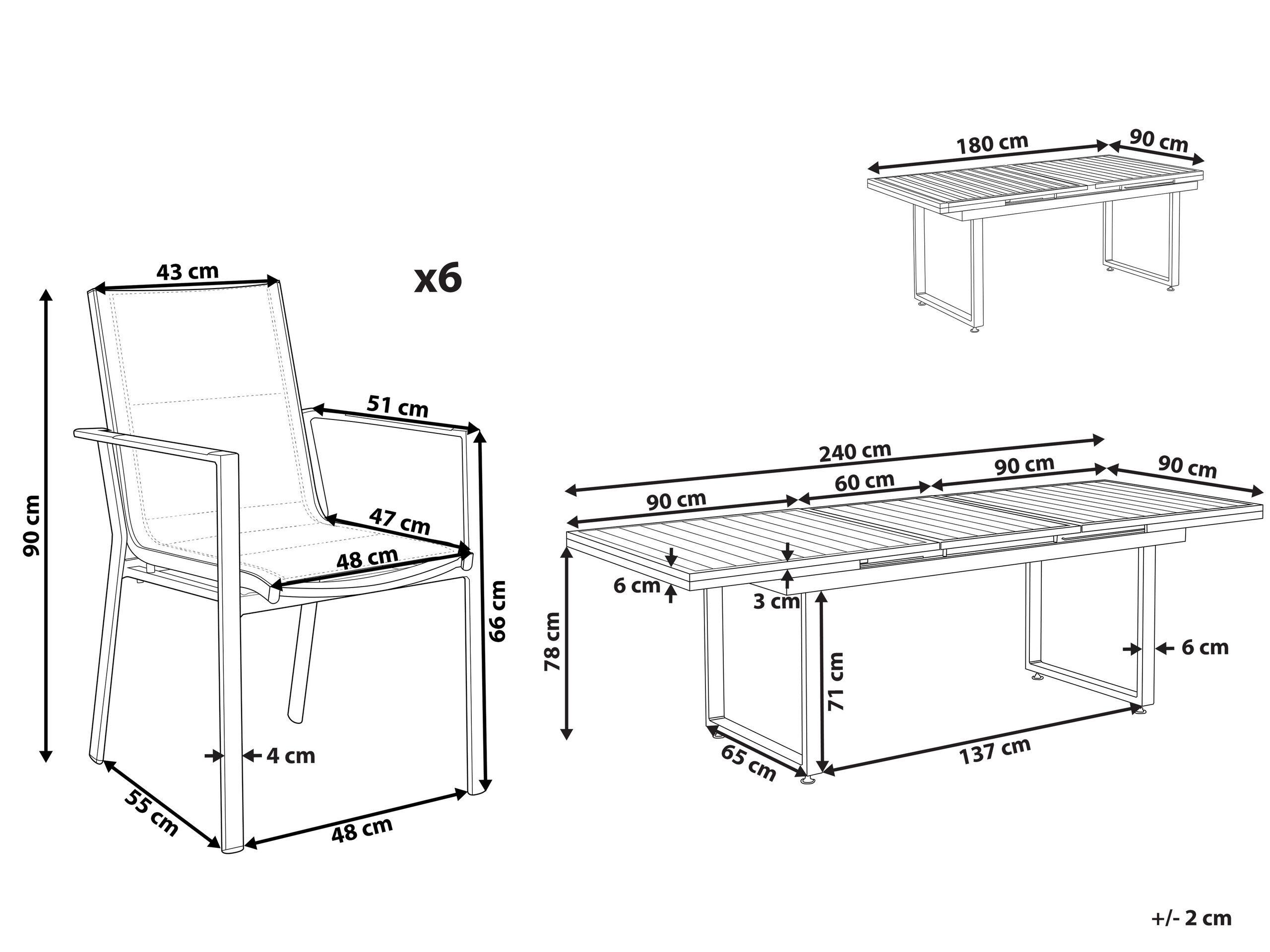 Beliani Garten-Essgruppe für 6 Personen aus Aluminium Modern VALCANETTO/BUSSETO