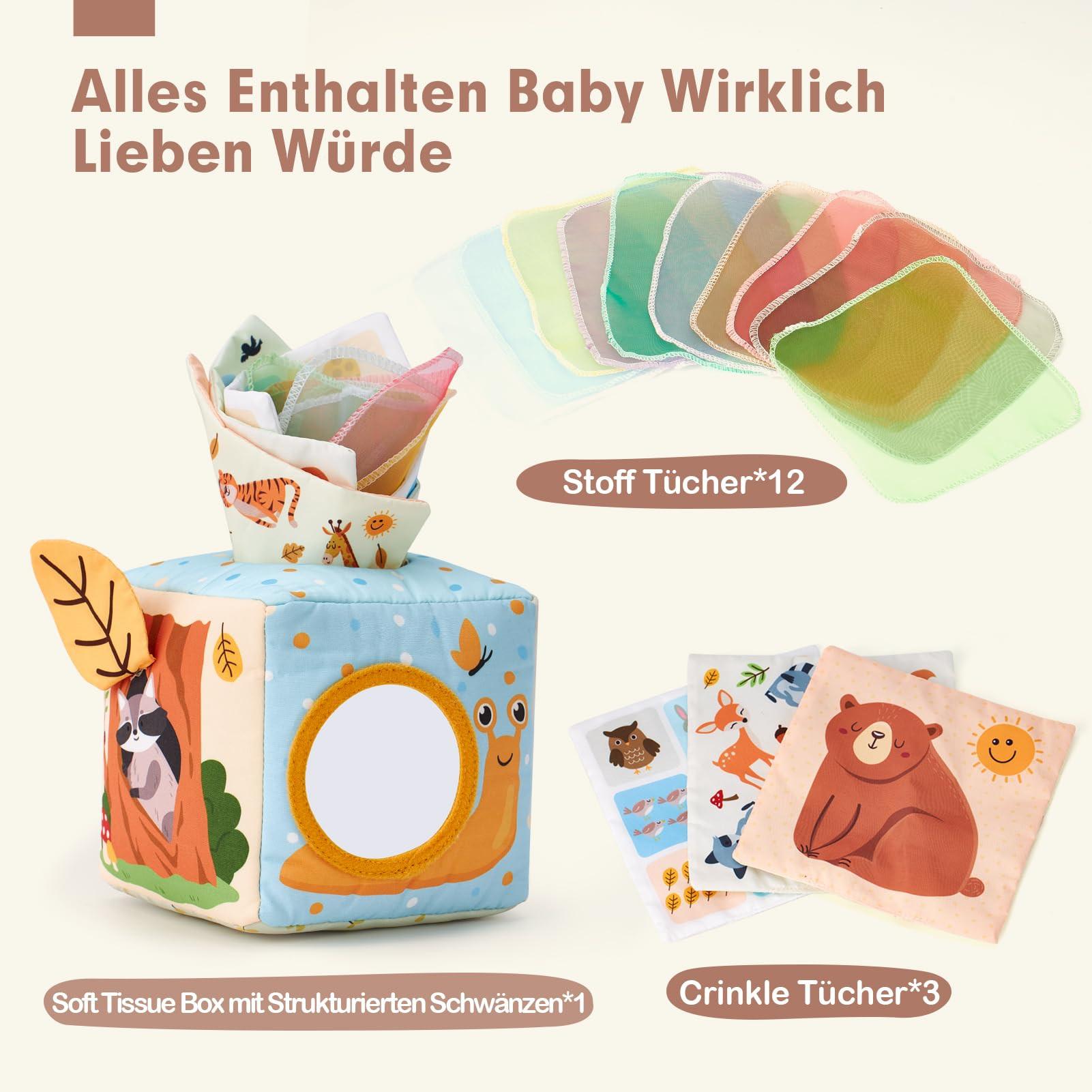 Activity-board Tissue Box Toy Sensory, Tissue Tücher kontrastierenden Farben Learning Sensory
