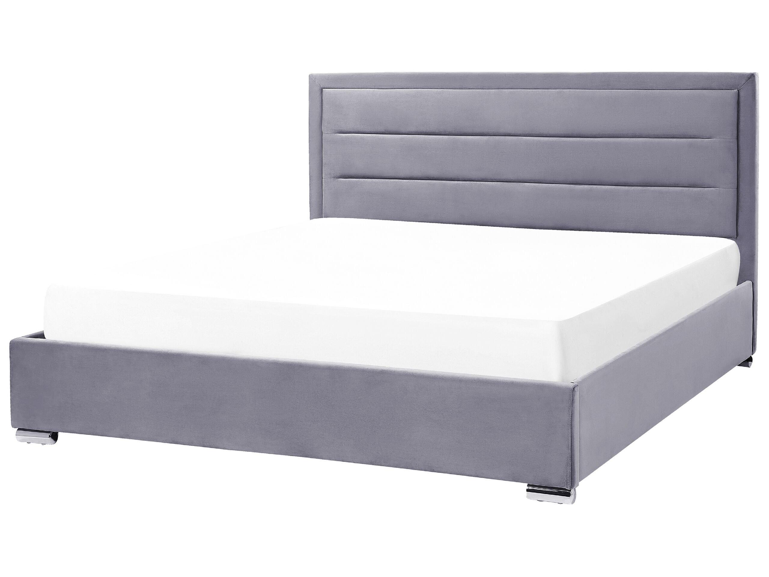 Beliani Bett mit Bettkasten aus Samtstoff Modern ROUEN