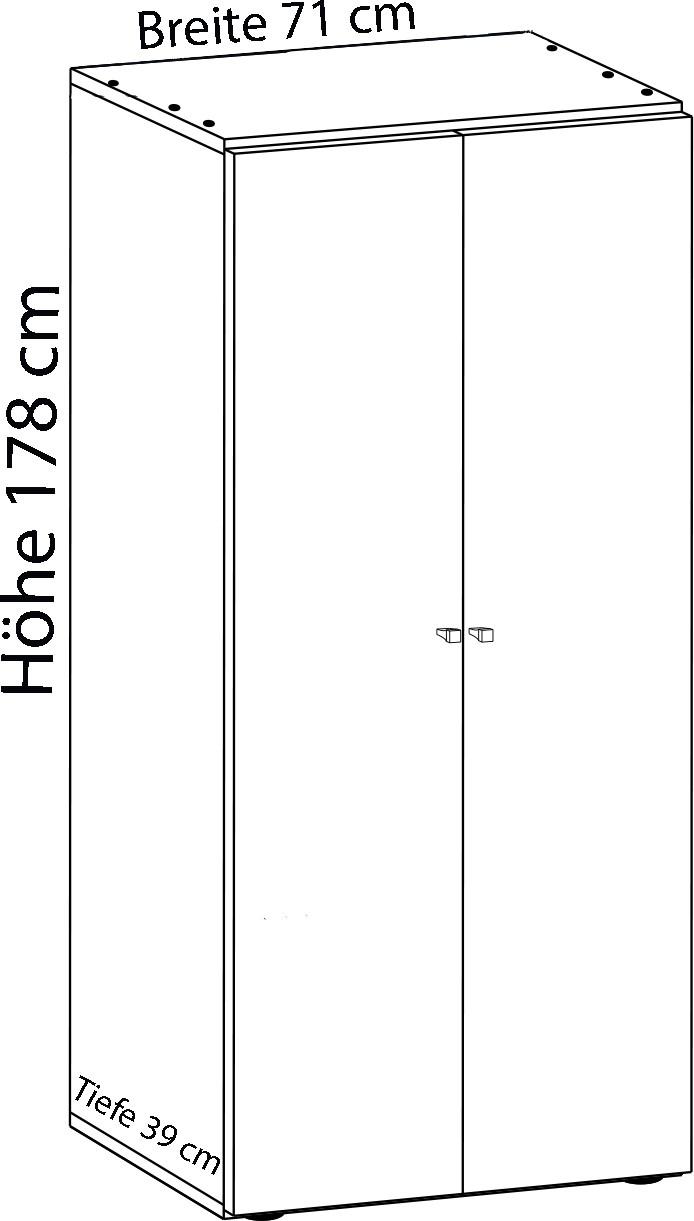 VCM Büroschrank mit 5 Fächern | moderner Aktenschrank mit Drehtüren | Maße ca. B. 70 x H. 178 x T. 40 cm – Vandol