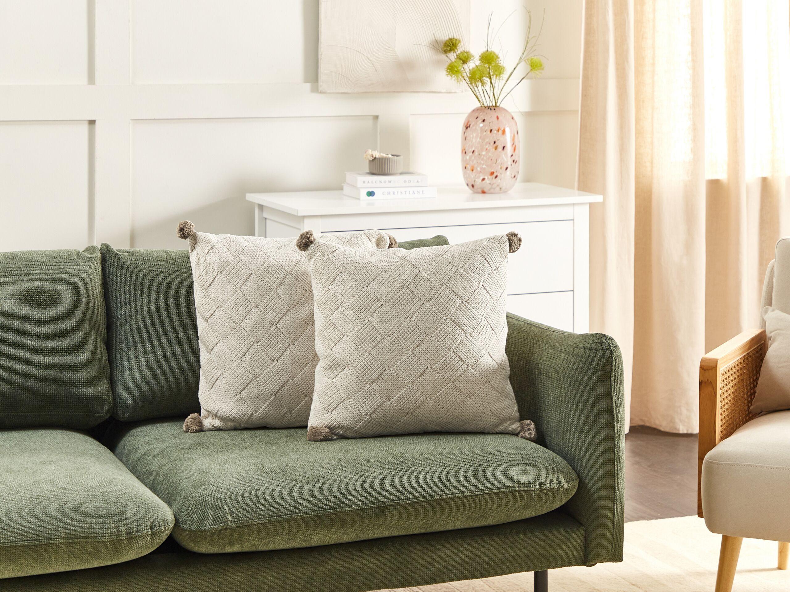 Beliani Dekokissen 2er Set aus Baumwolle Rustikal OBERONIA