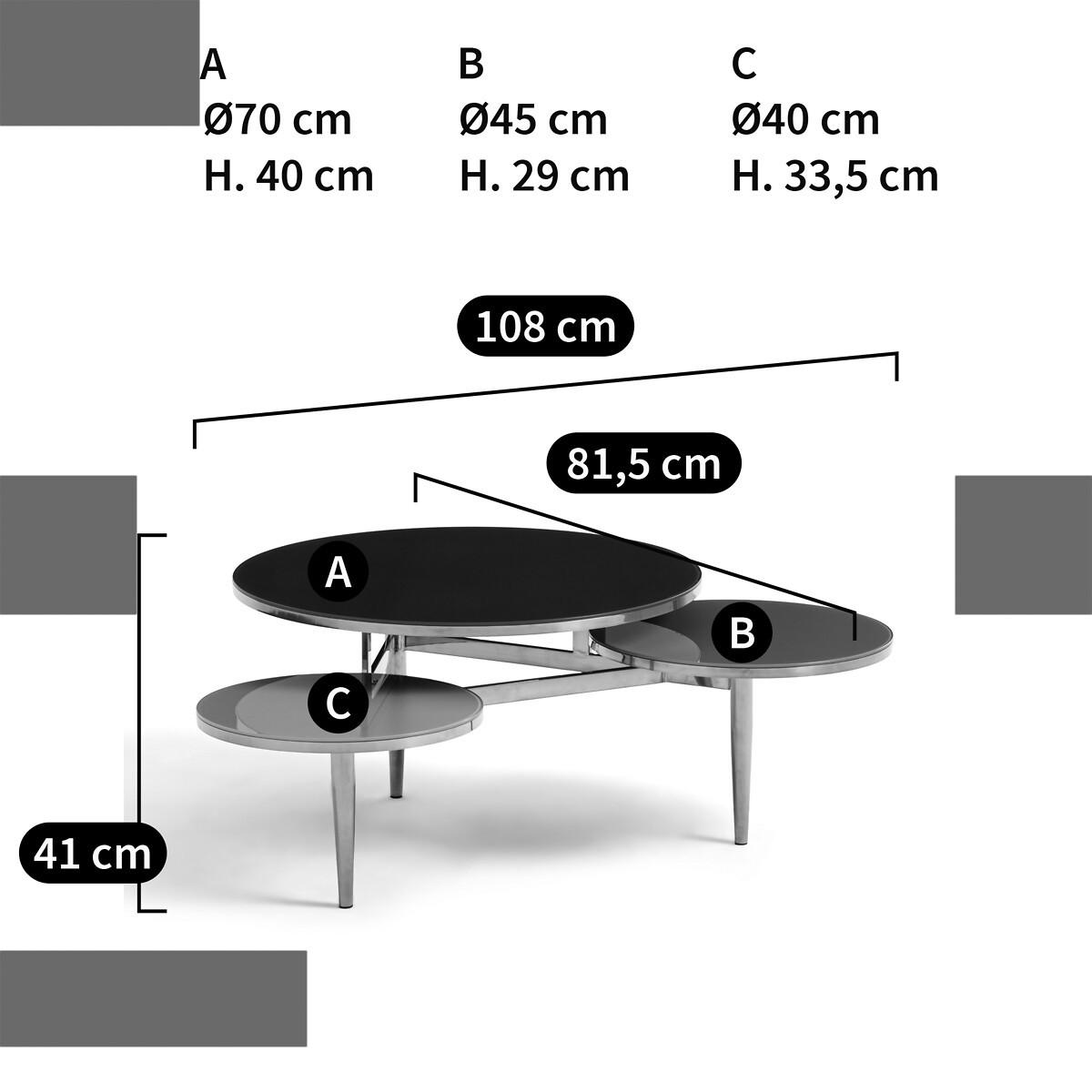 La Redoute Intérieurs Couchtisch Ruben mit 3 Platten aus gehärtetem Glas