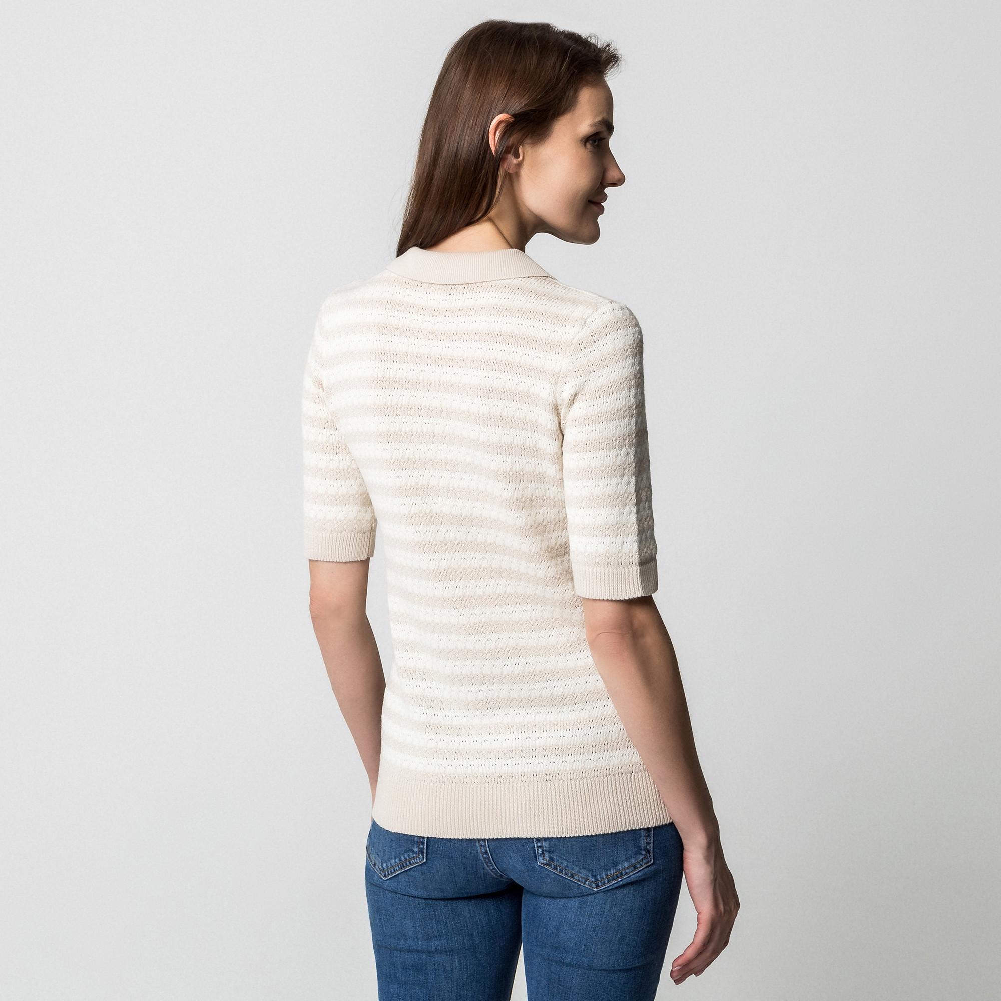Manor Woman Gestreifter Kurzarm Polo Pullover