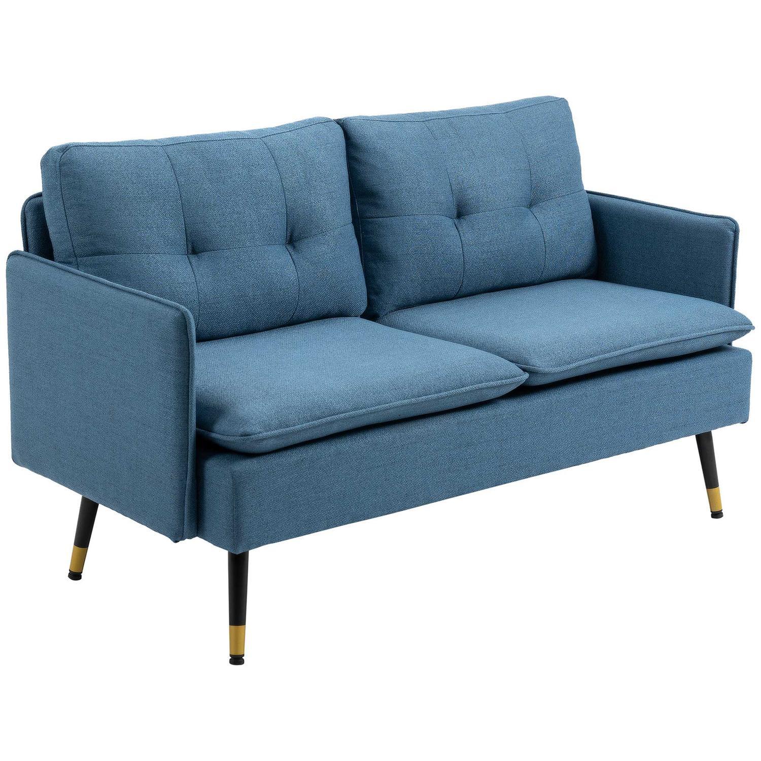 Northio 2 Sitzer Sofa, Couch mit Dickem Kissen, Polstersofa mit Stahlbeine, Modernes Doppelsofa für Wohnzimmer, Schlafzimmer, Dunkelblau