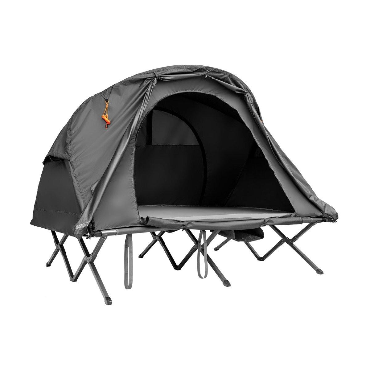 Northix 4 in 1 Wanderzelt Set für 2 Personen mit Abdeckung und Matratze 194 x 146 x 160 cm Grau