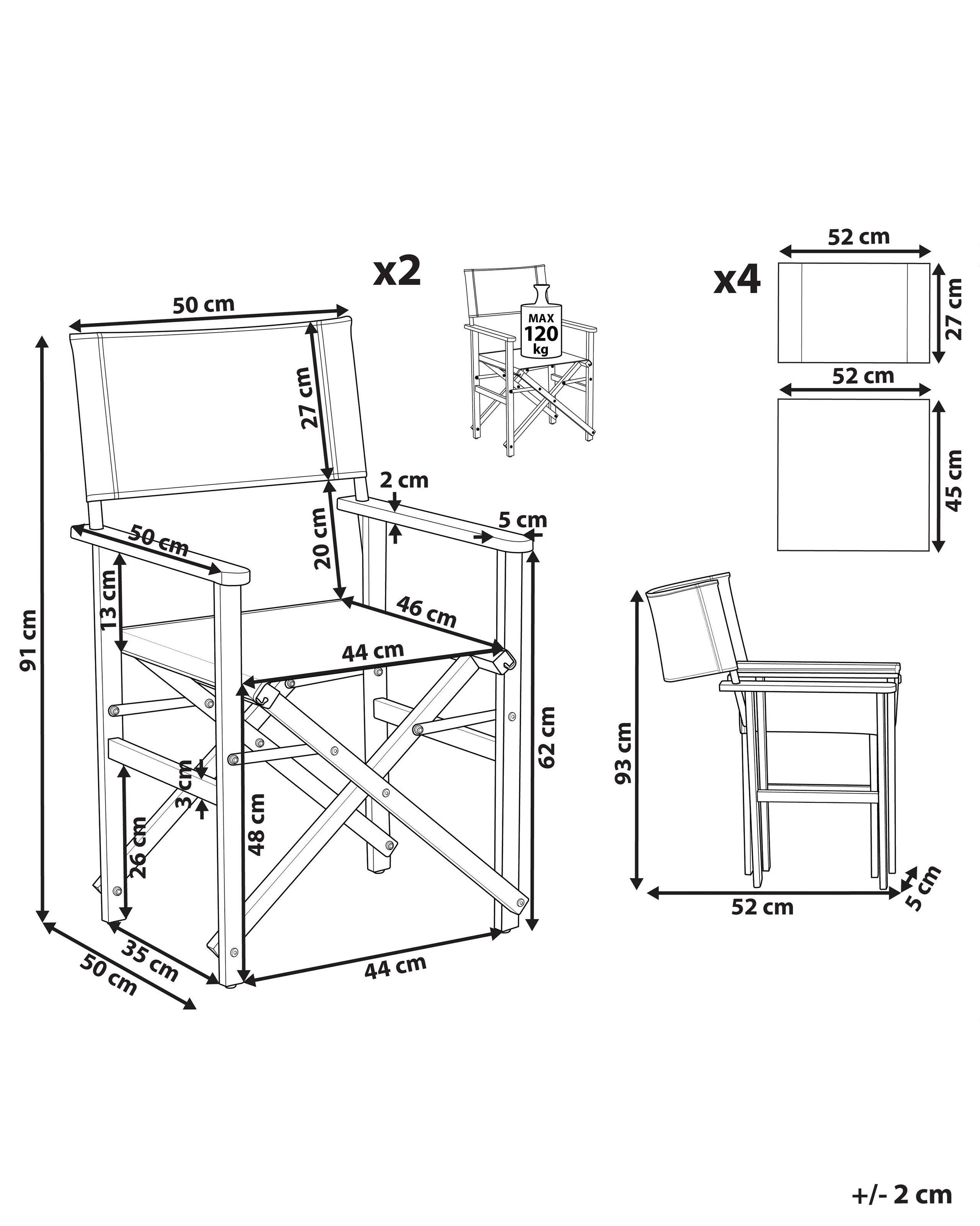Beliani Gartenstuhl 2er Set aus Polyester Modern CINE