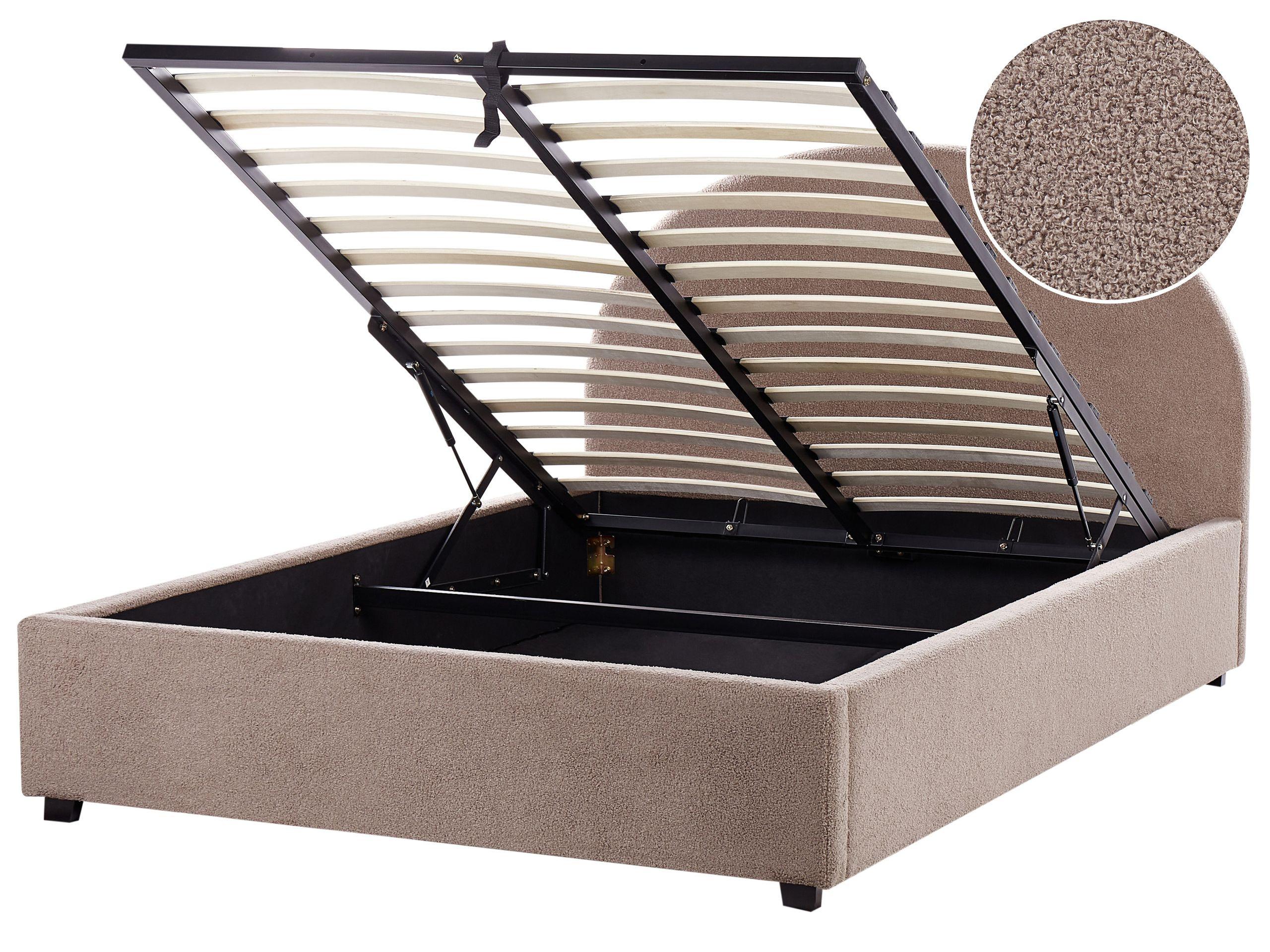 Beliani Bett mit Stauraum aus Bouclé Retro VAUCLUSE