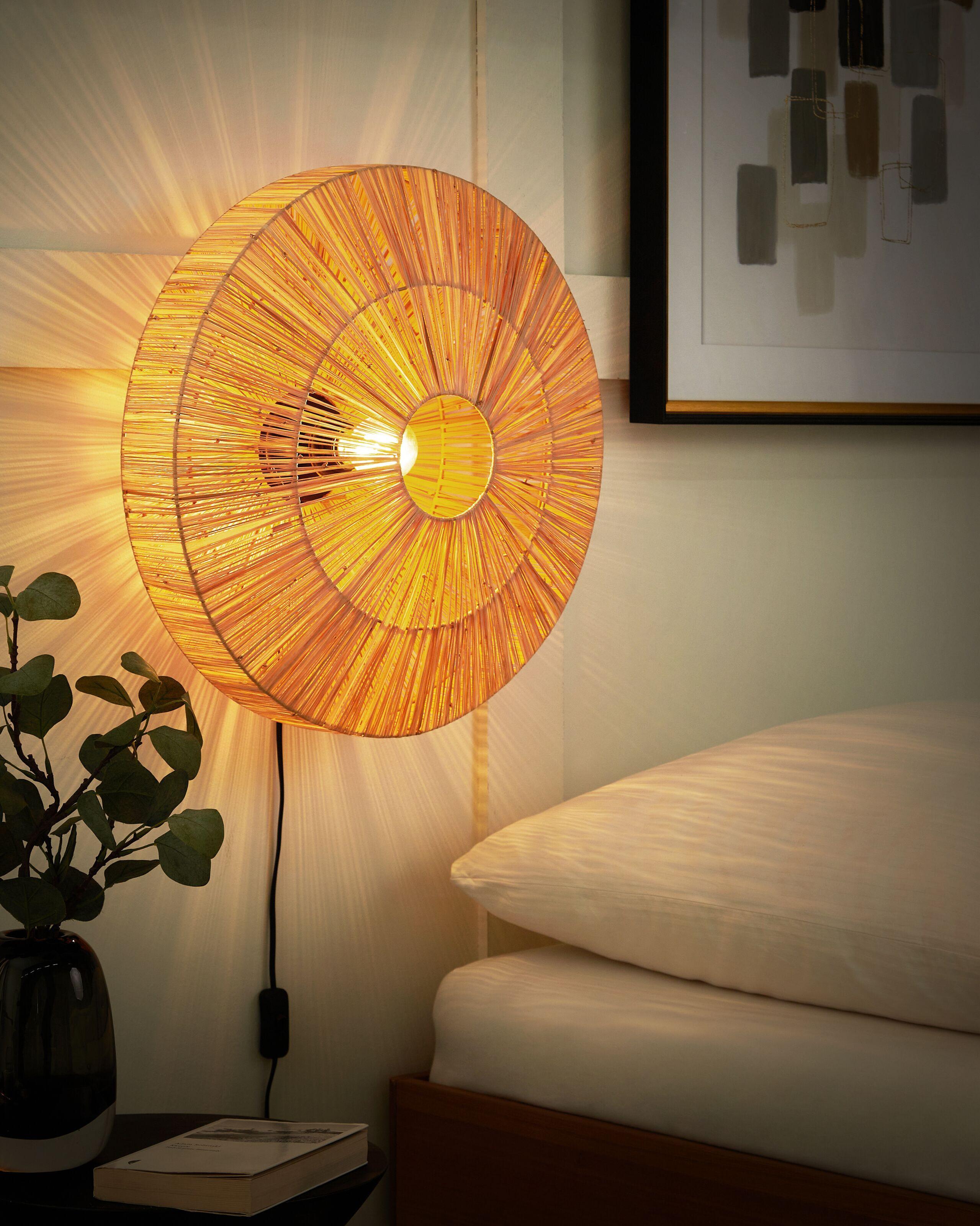 Beliani Wandlampe aus Stroh Boho LUMUT