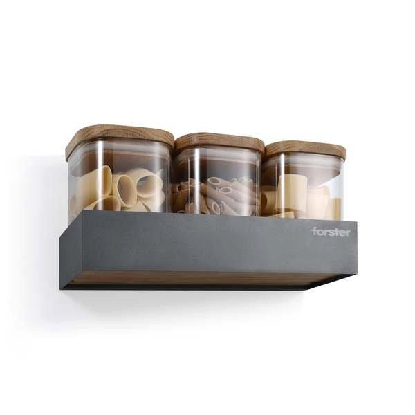 Forster Home Magnetisches Vorratsregal inkl. 3 Glasbehältern Eiche