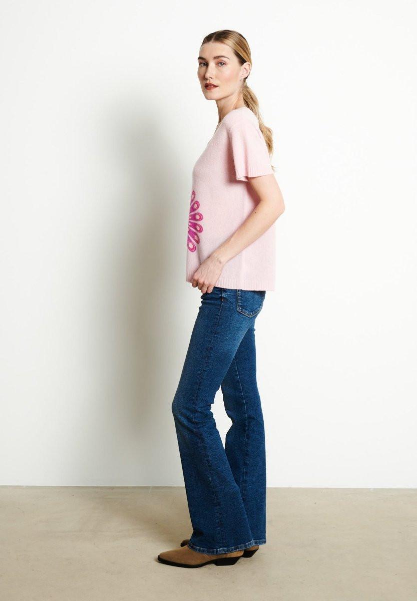 Studio Cashmere8 RIA 5 V-Neck T-Shirt mit Pfauendruck