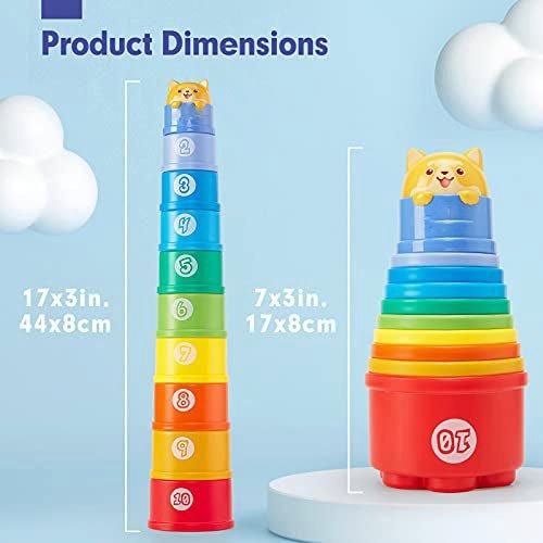 Activity-board 10 Stück stapeln Tassen Baby-Spielzeug, Regenbogen Stapeln Turm Baby-Spielzeug mit Lichtern klingt