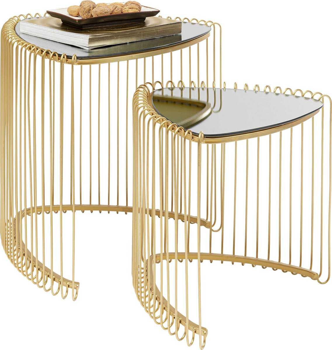 KARE Design Beistelltisch Wire Triangle gold (2er-Set)